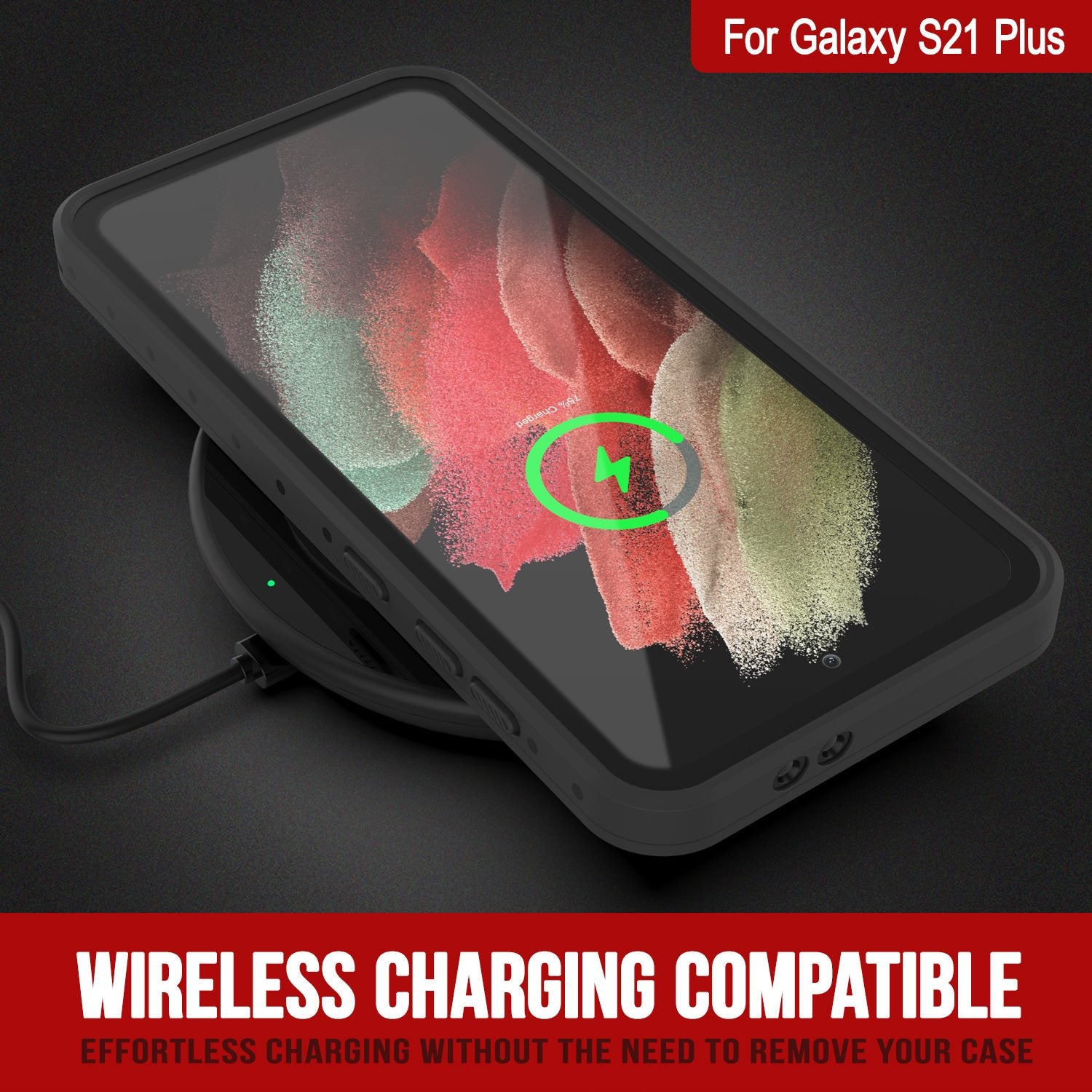Galaxy S21+ Plus Waterproof Case PunkCase StudStar Black Thin 6.6ft Underwater IP68 Shock/Snow Proof