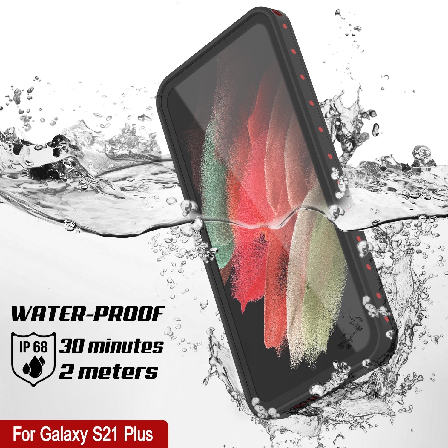 Galaxy S22+ Plus Waterproof Case PunkCase StudStar Red Thin 6.6ft Underwater IP68 Shock/Snow Proof