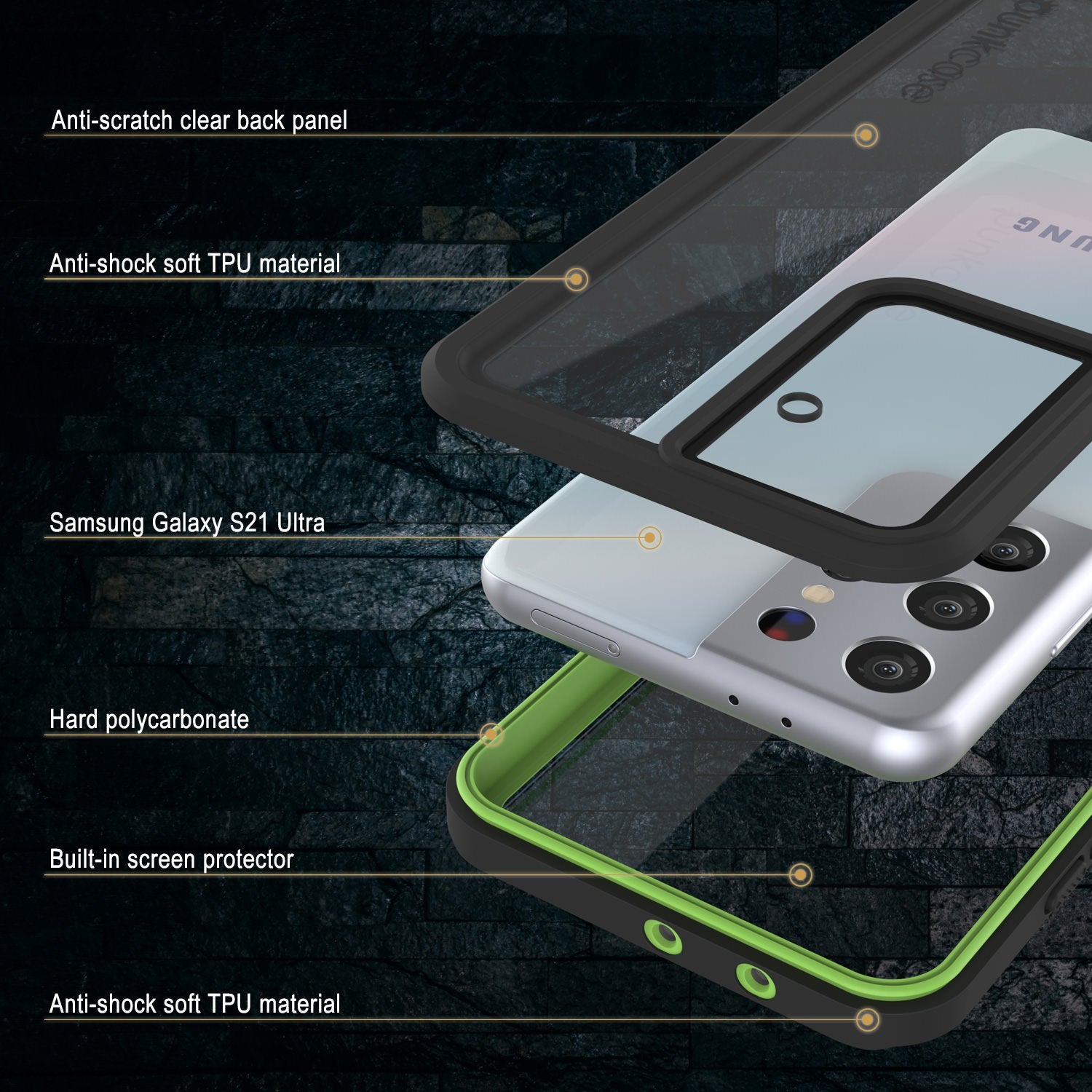 Galaxy S21 Ultra Water/Shockproof [Extreme Series] Screen Protector Case [Light Green]