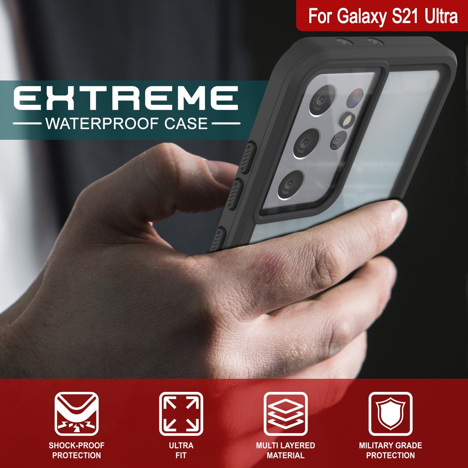 Galaxy S21 Ultra Water/Shockproof [Extreme Series] Screen Protector Case [Light Green]