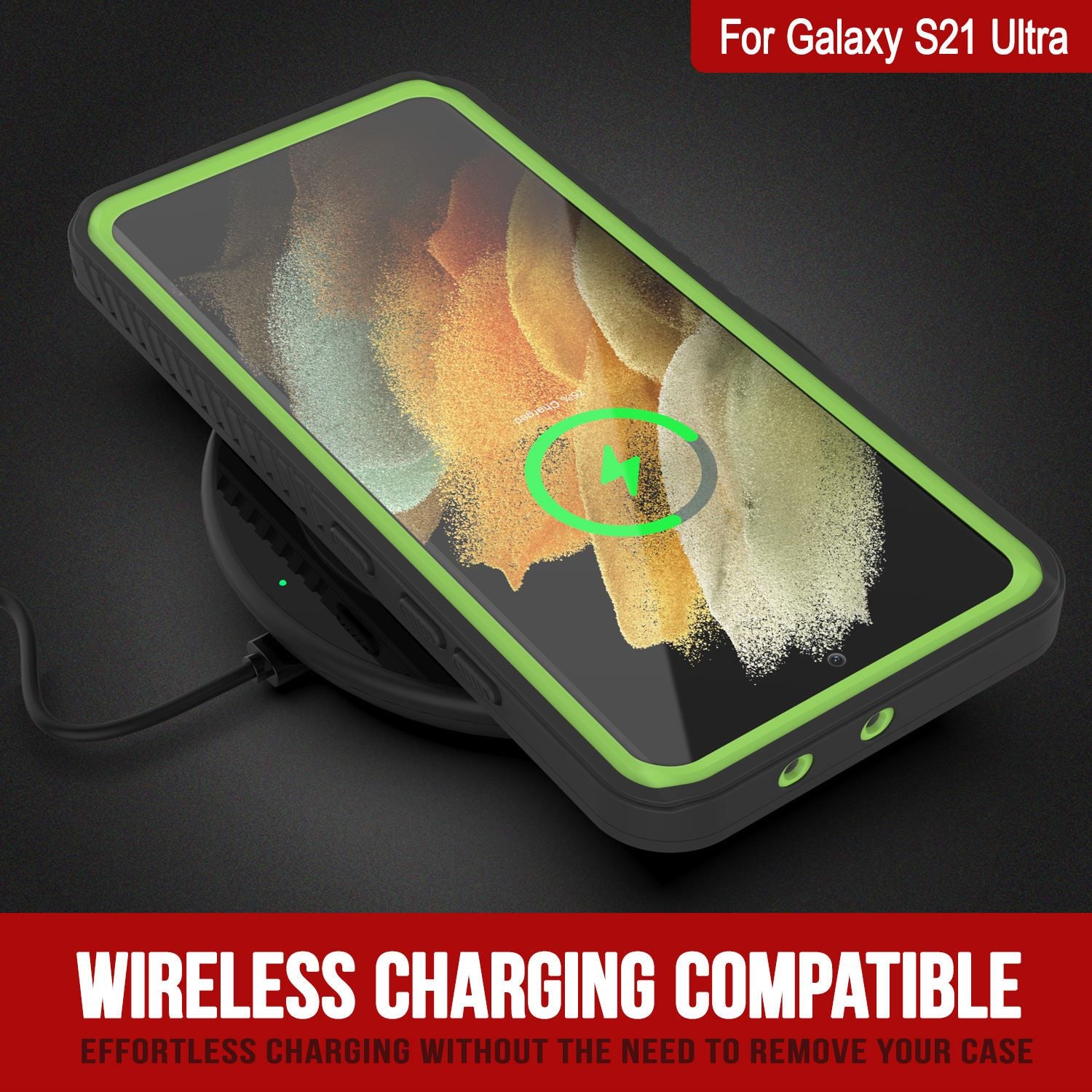 Galaxy S21 Ultra Water/Shockproof [Extreme Series] Screen Protector Case [Light Green]