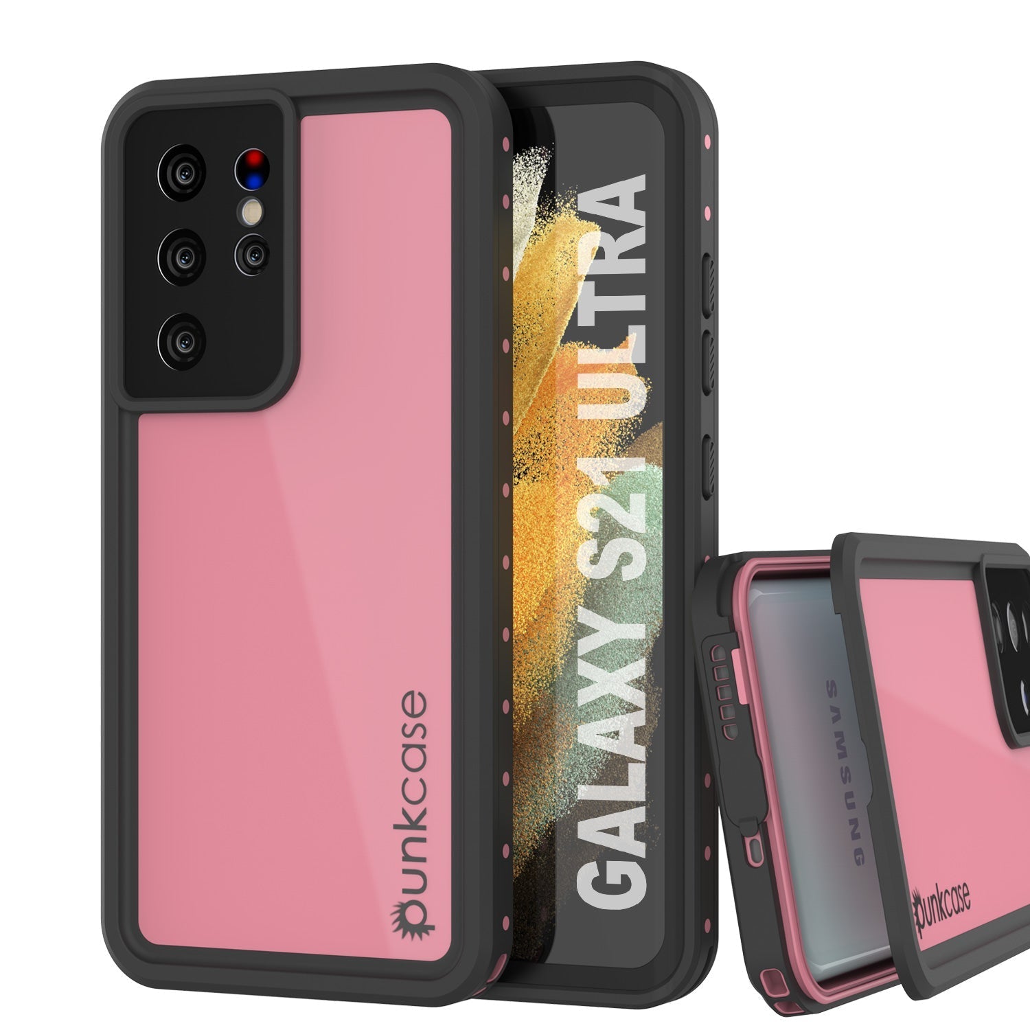 Galaxy S22 Ultra Waterproof Case PunkCase StudStar Pink Thin 6.6ft Underwater IP68 Shock/Snow Proof