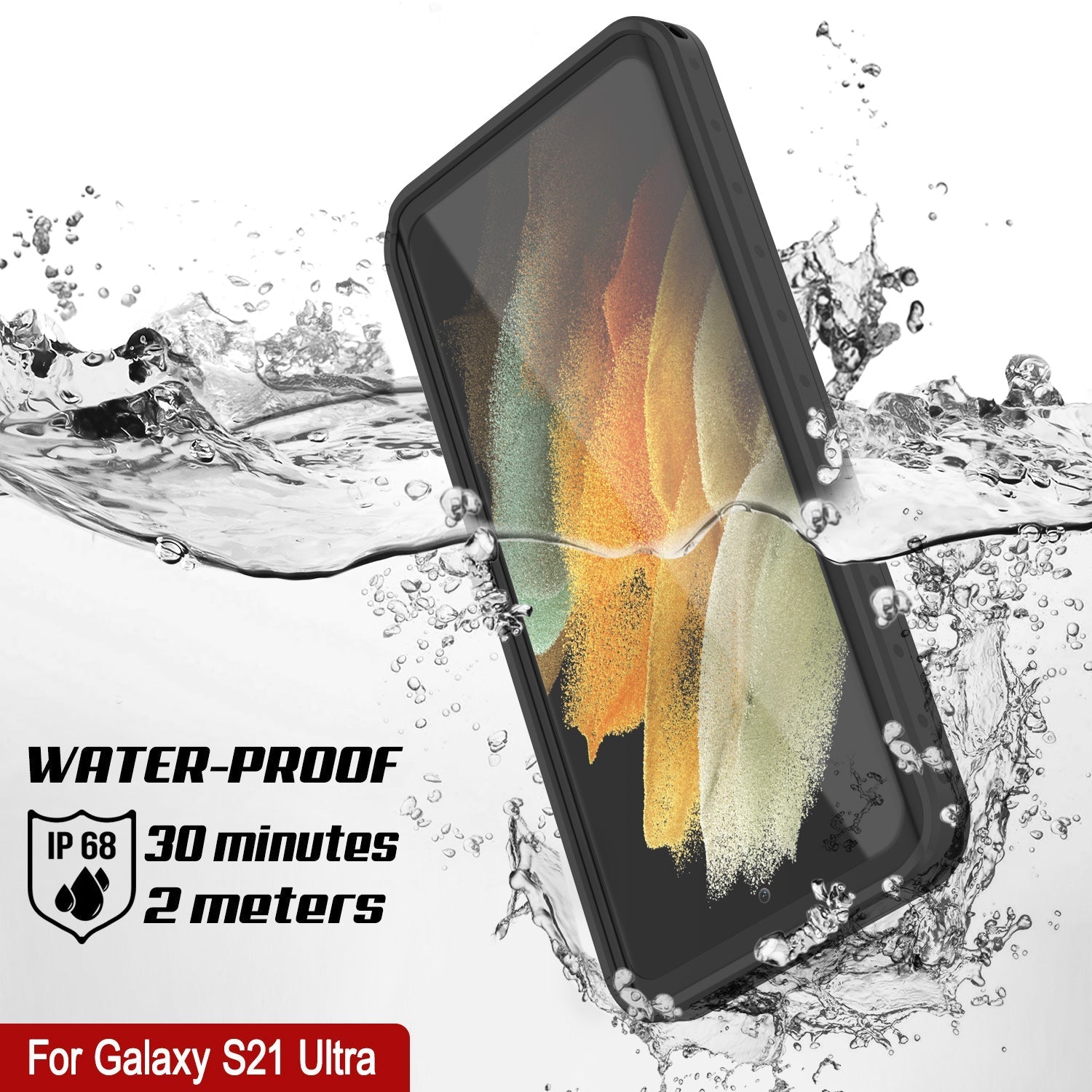 Galaxy S22 Ultra Waterproof Case PunkCase StudStar Black Thin 6.6ft Underwater IP68 Shock/Snow Proof