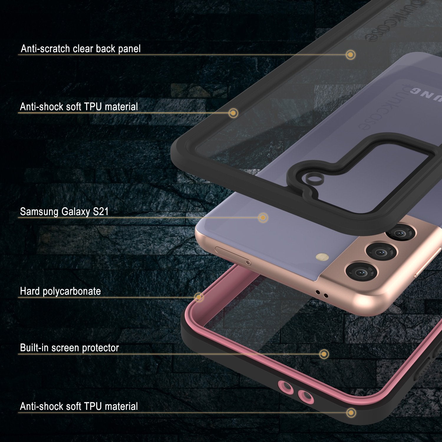 Galaxy S21 Water/Shock/Snowproof [Extreme Series] Slim Screen Protector Case [Pink]