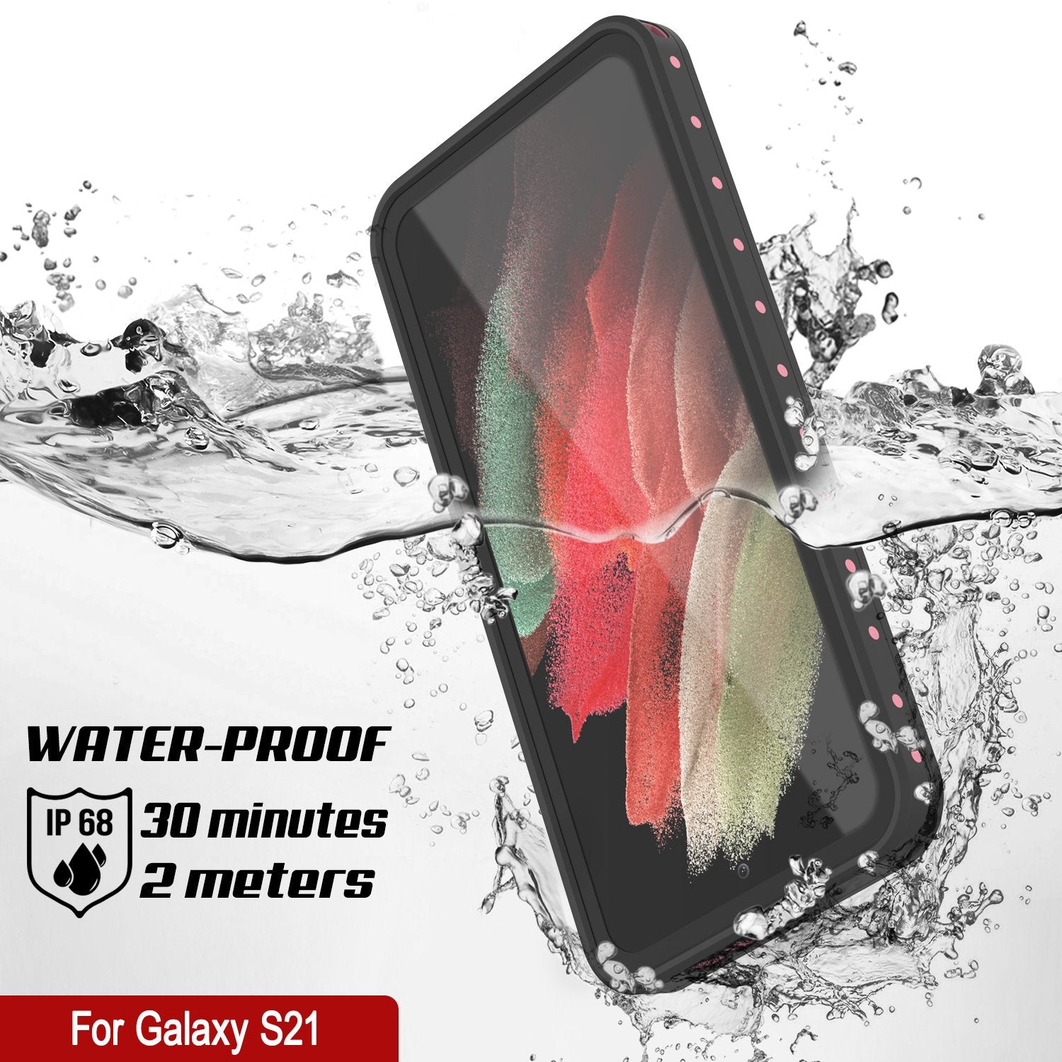 Galaxy S21 Waterproof Case PunkCase StudStar Pink Thin 6.6ft Underwater IP68 Shock/Snow Proof