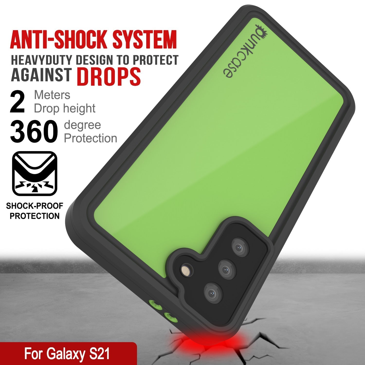 Galaxy S22 Waterproof Case PunkCase StudStar Light Green Thin 6.6ft Underwater IP68 ShockProof