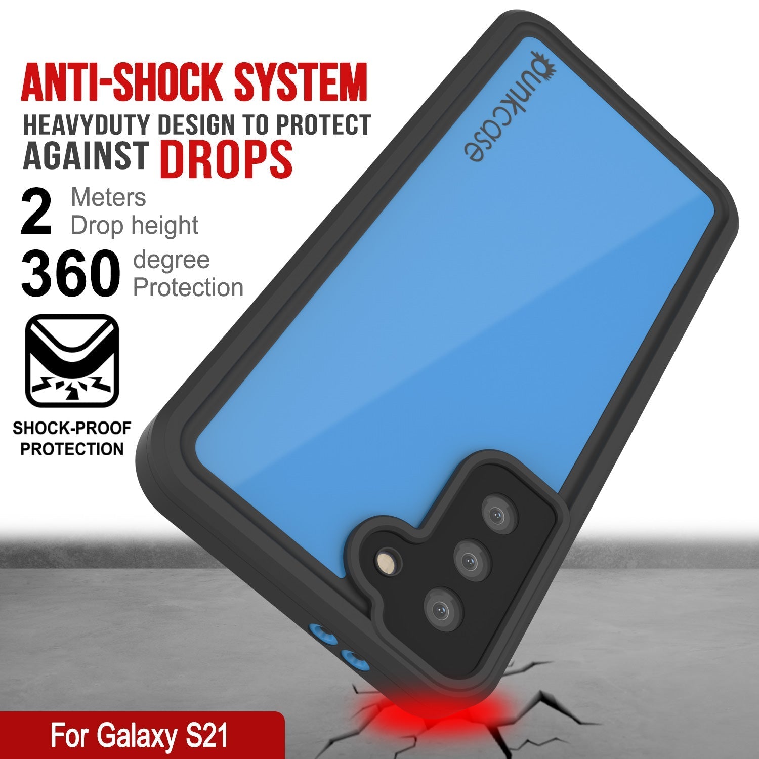 Galaxy S22 Waterproof Case PunkCase StudStar Light Blue Thin 6.6ft Underwater IP68 ShockProof
