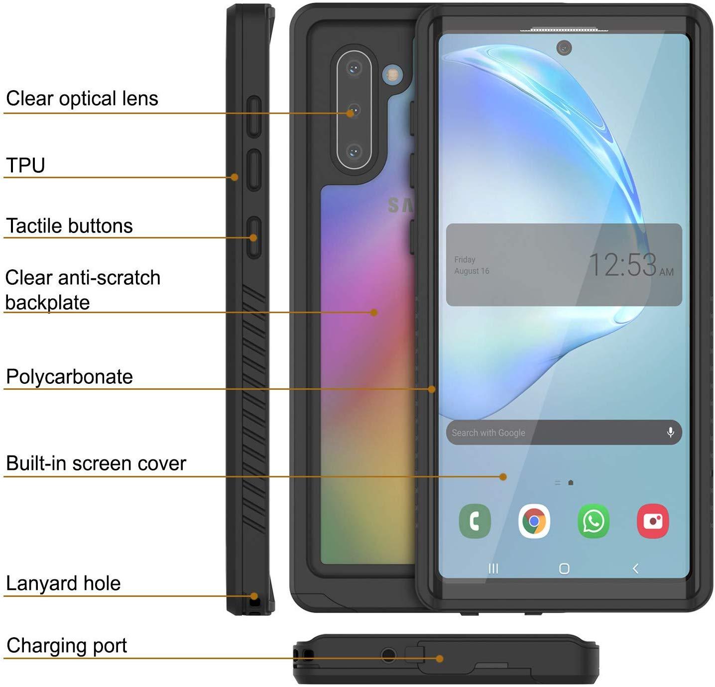 Galaxy Note 10 Case, Punkcase [Extreme Series] Armor Cover W/ Built In Screen Protector [Black]