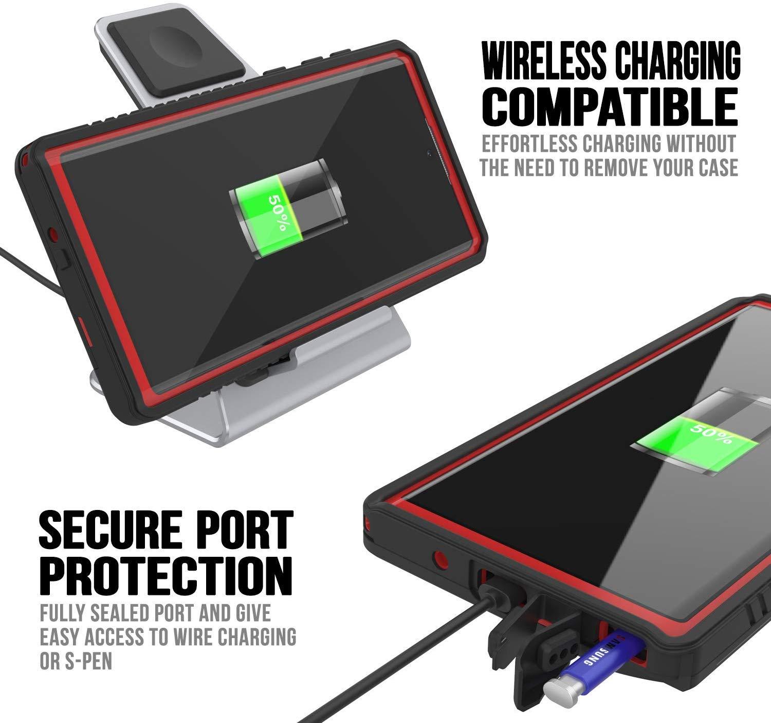Galaxy Note 10 Case, Punkcase [Extreme Series] Armor Cover W/ Built In Screen Protector [Red]