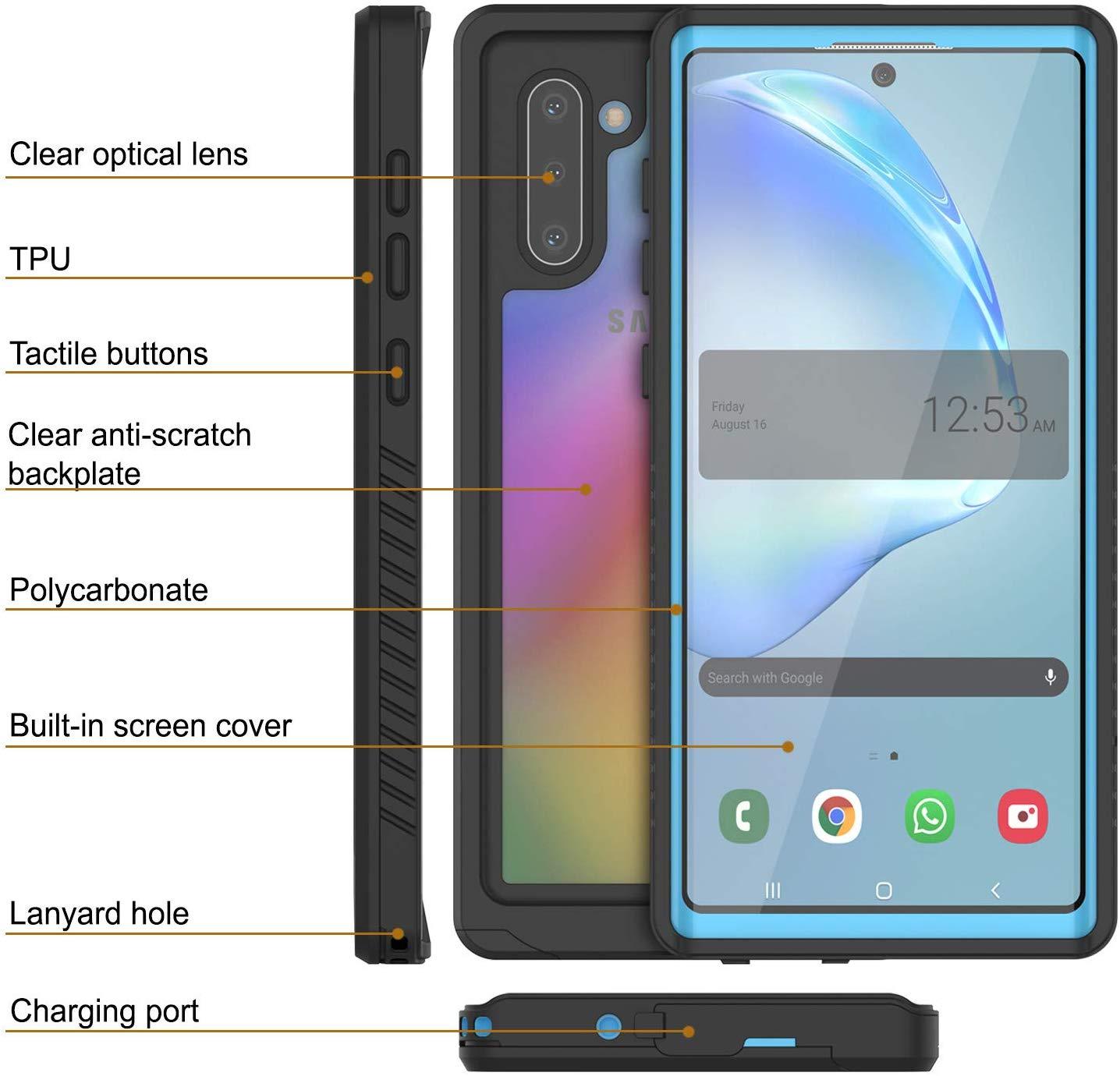 Galaxy Note 10 Case, Punkcase [Extreme Series] Armor Cover W/ Built In Screen Protector [Light Blue]