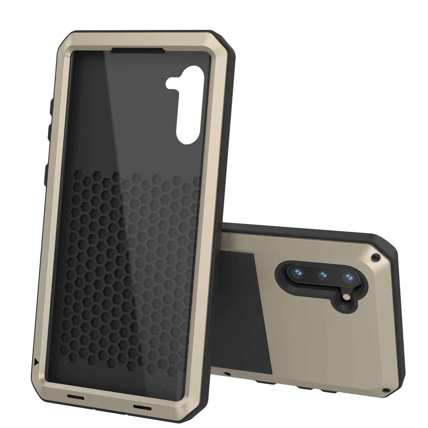 Galaxy Note 10  Case, PUNKcase Metallic Gold Shockproof  Slim Metal Armor Case [Gold]