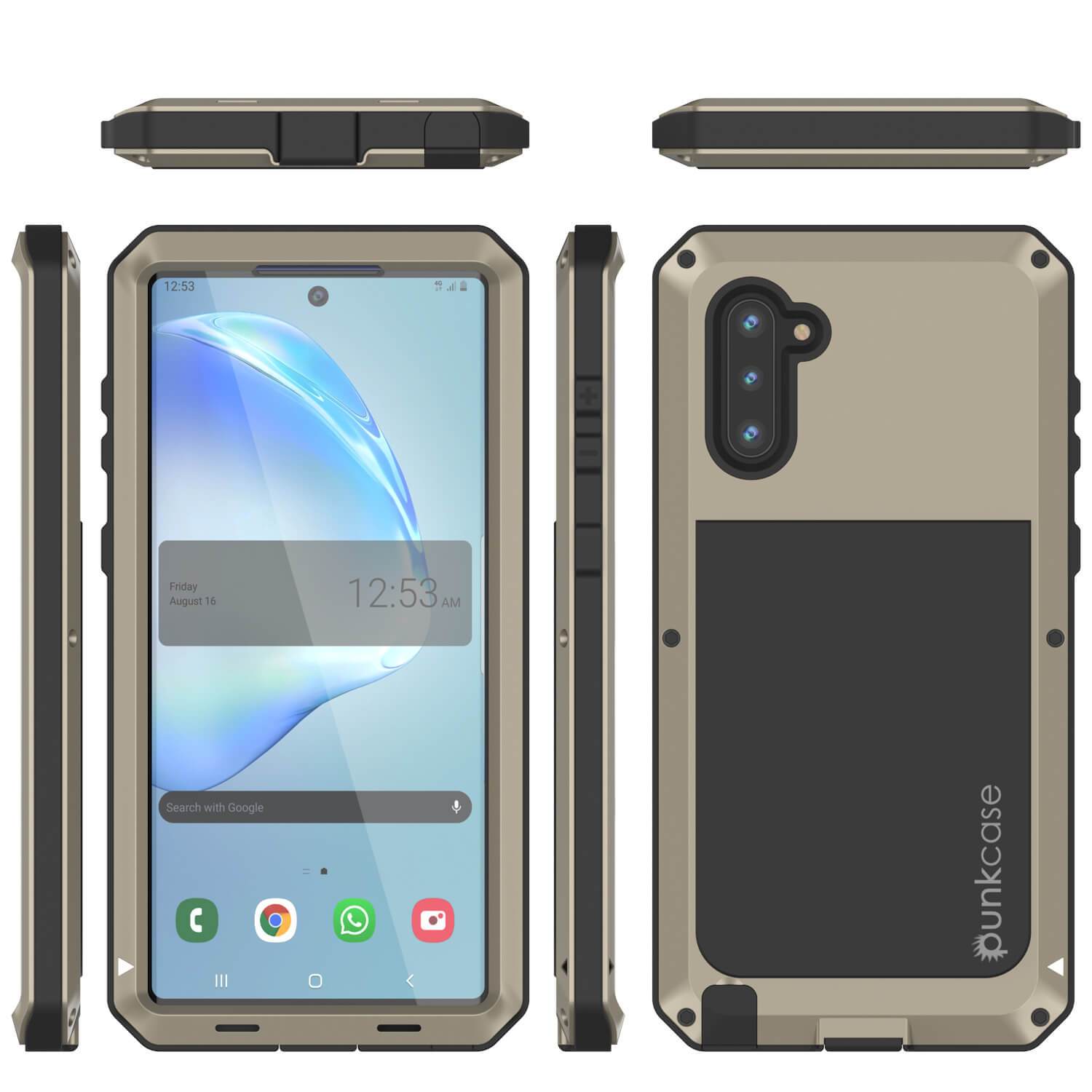 Galaxy Note 10  Case, PUNKcase Metallic Gold Shockproof  Slim Metal Armor Case [Gold]