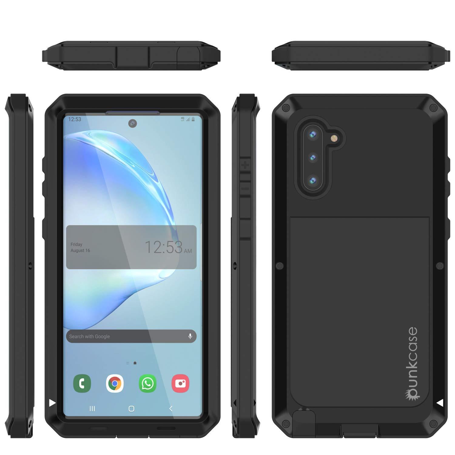 Galaxy Note 10 Case, PUNKcase Metallic Black Shockproof  Slim Metal Armor Case [Black]