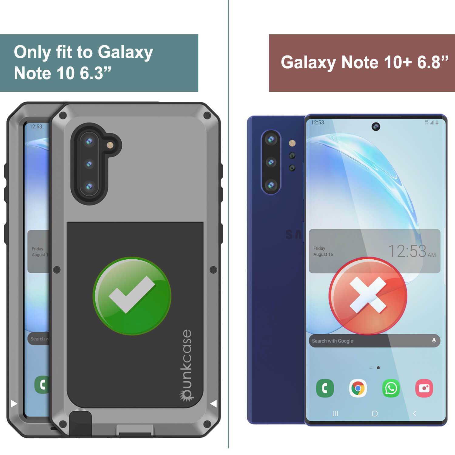 Galaxy Note 10  Case, PUNKcase Metallic Silver Shockproof  Slim Metal Armor Case [Silver]