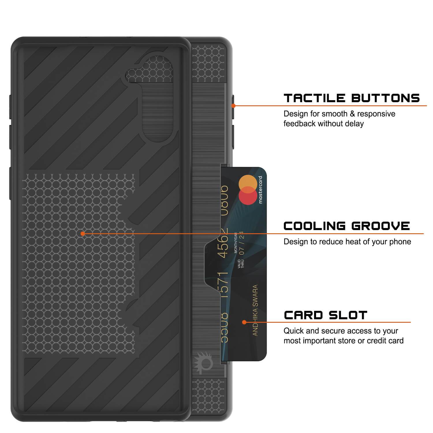 Galaxy Note 10 Case, PUNKcase [SLOT Series] Slim Fit  Samsung Note 10  [Dark Grey]
