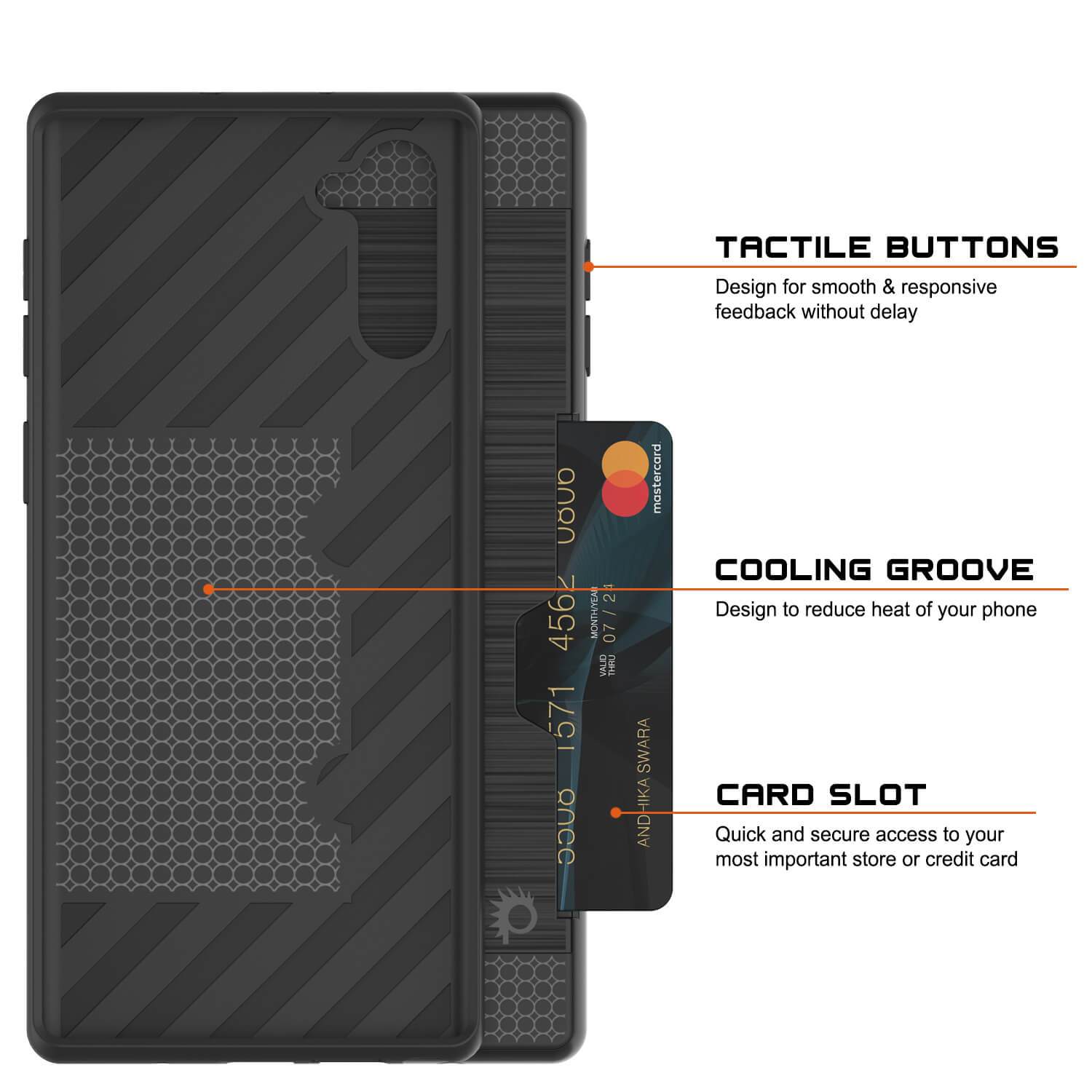Galaxy Note 10+ Plus Case, PUNKcase [SLOT Series] Slim Fit  Samsung Note 10+ Plus [Black]