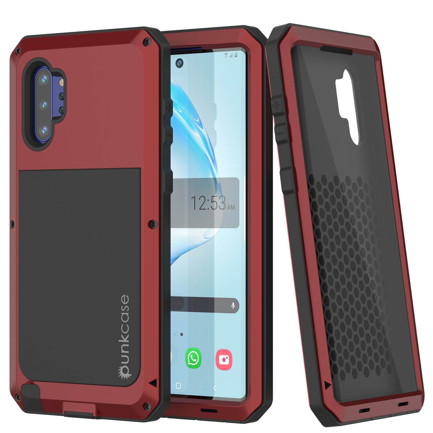 Galaxy Note 10+ Plus  Case, PUNKcase Metallic Red Shockproof  Slim Metal Armor Case [Red]