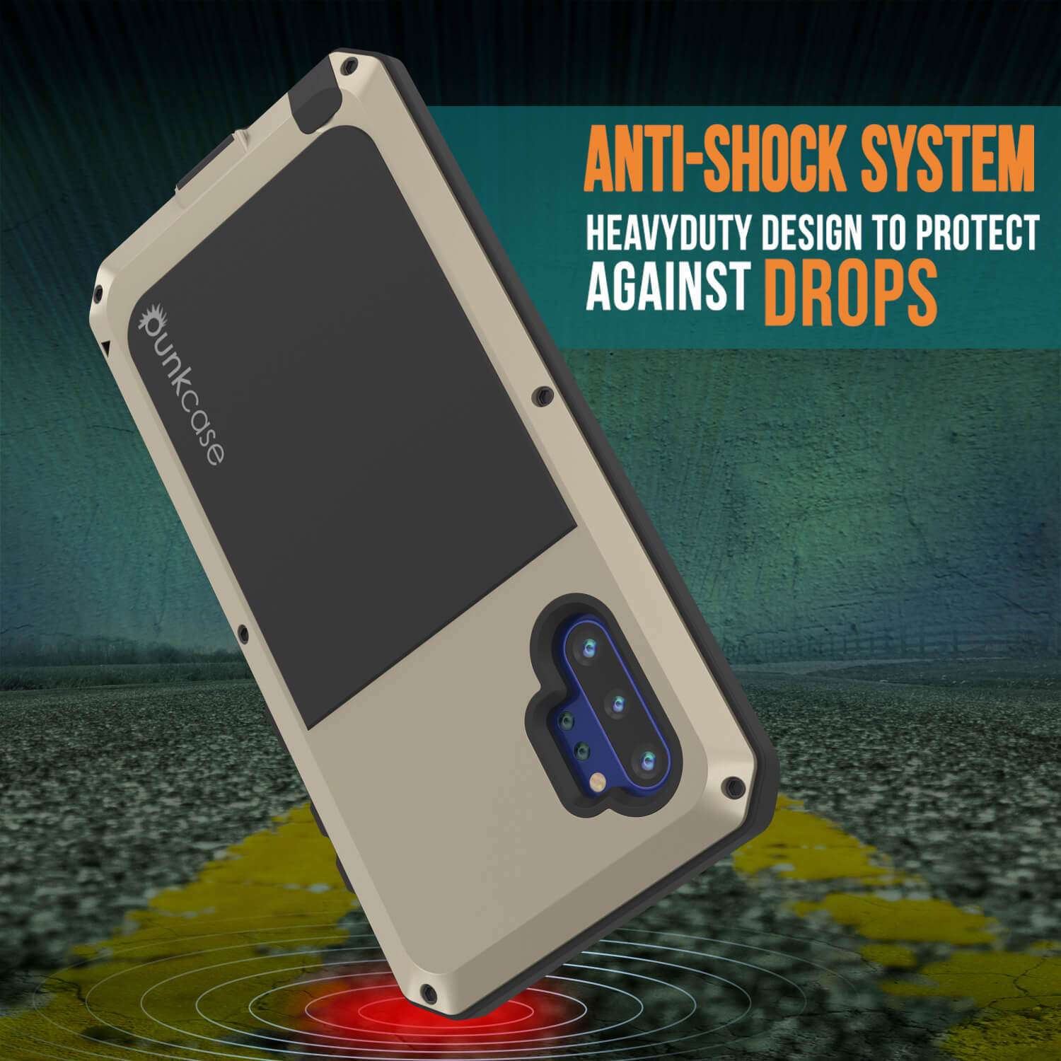 Galaxy Note 10+ Plus  Case, PUNKcase Metallic Gold Shockproof  Slim Metal Armor Case [Gold]
