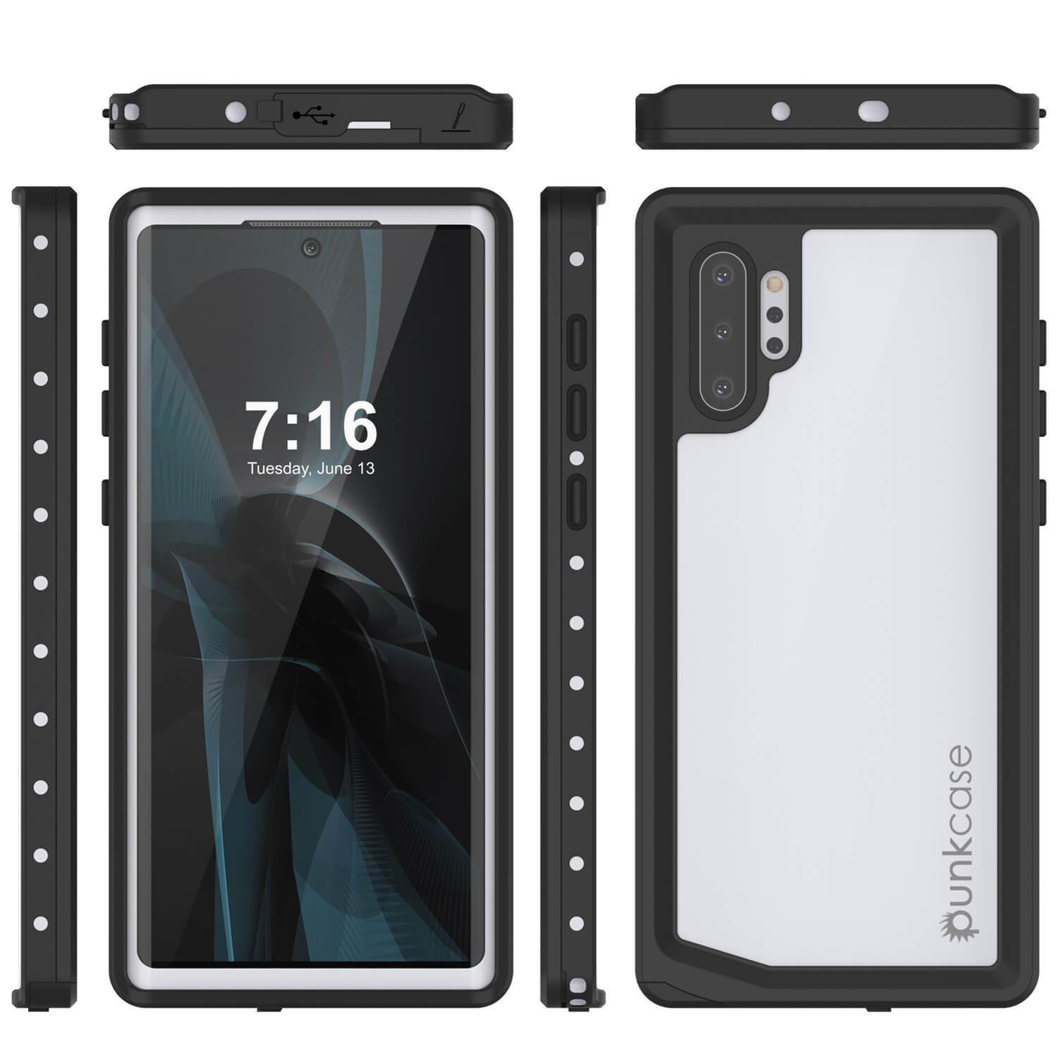 Galaxy Note 10+ Plus Waterproof Case, Punkcase Studstar White Thin Armor Cover