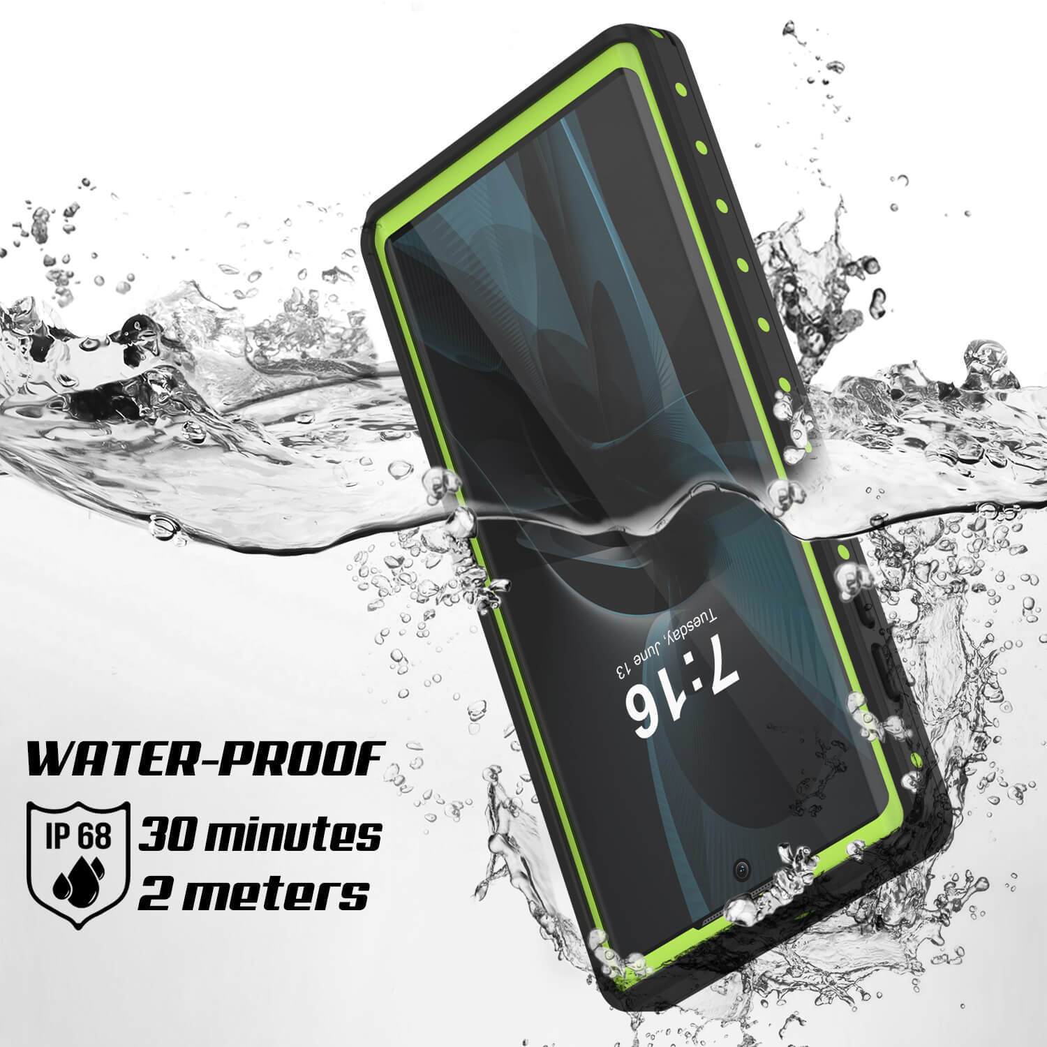 Galaxy Note 10+ Plus Waterproof Case, Punkcase Studstar Light Green Thin Armor Cover