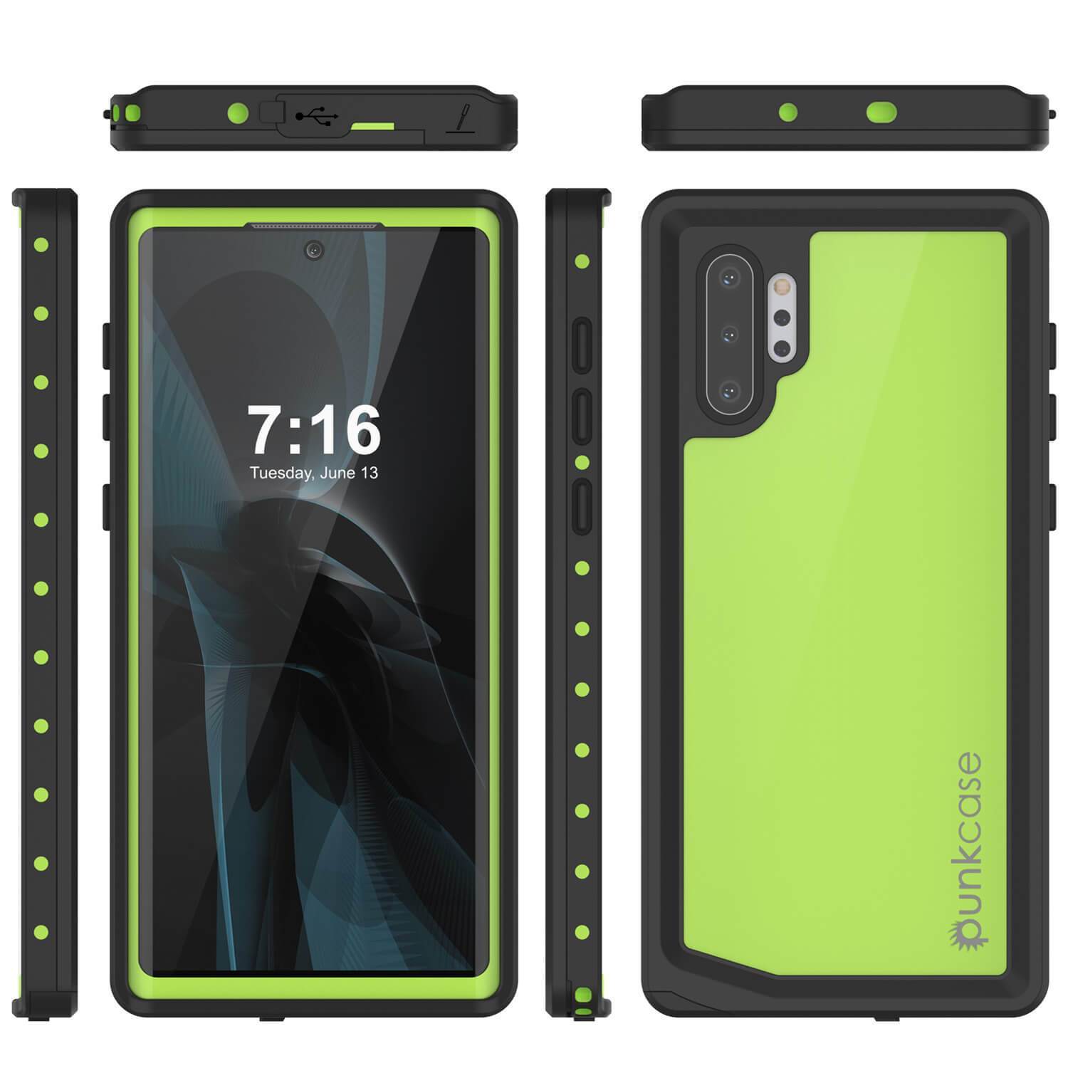 Galaxy Note 10+ Plus Waterproof Case, Punkcase Studstar Light Green Thin Armor Cover