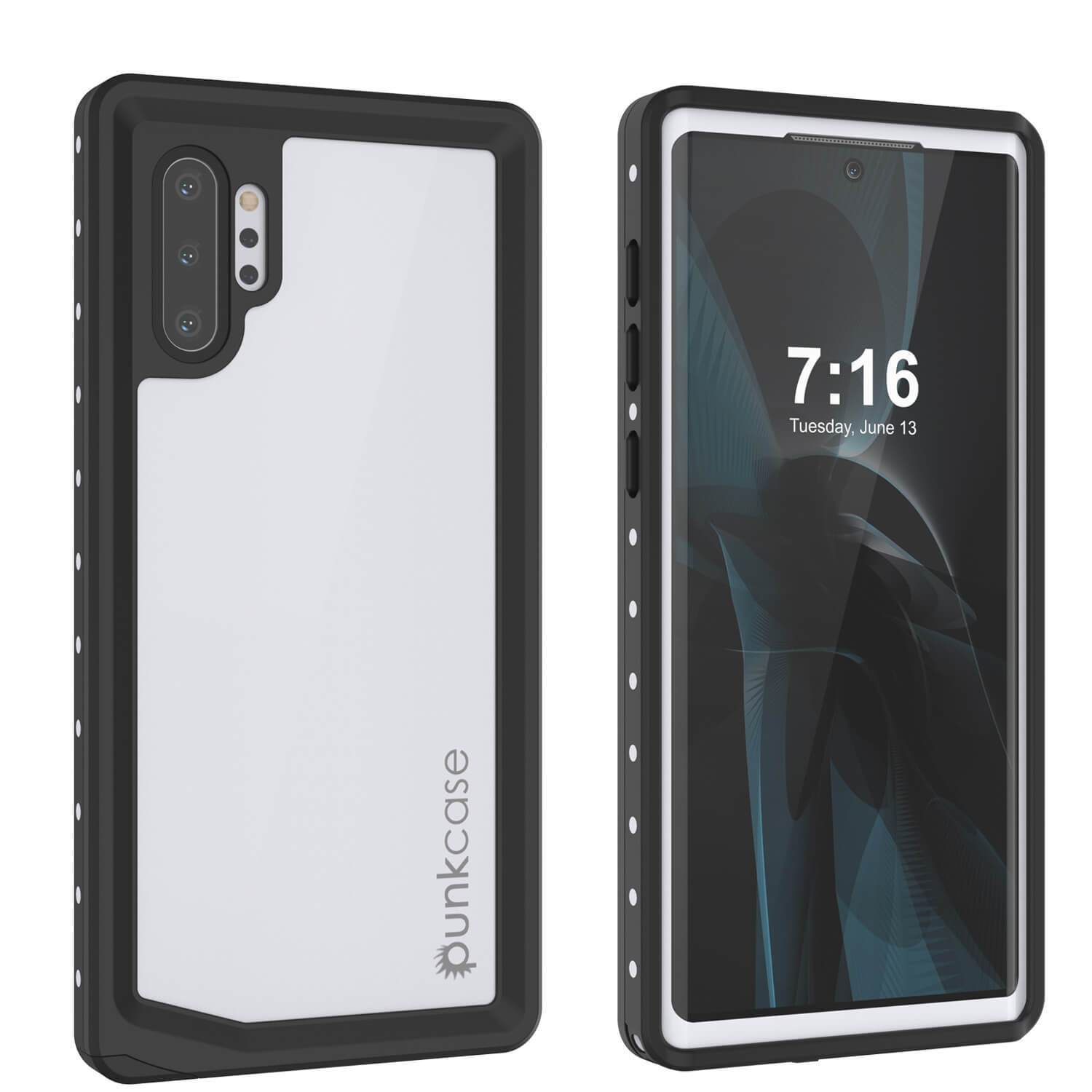 Galaxy Note 10+ Plus Waterproof Case, Punkcase Studstar White Thin Armor Cover