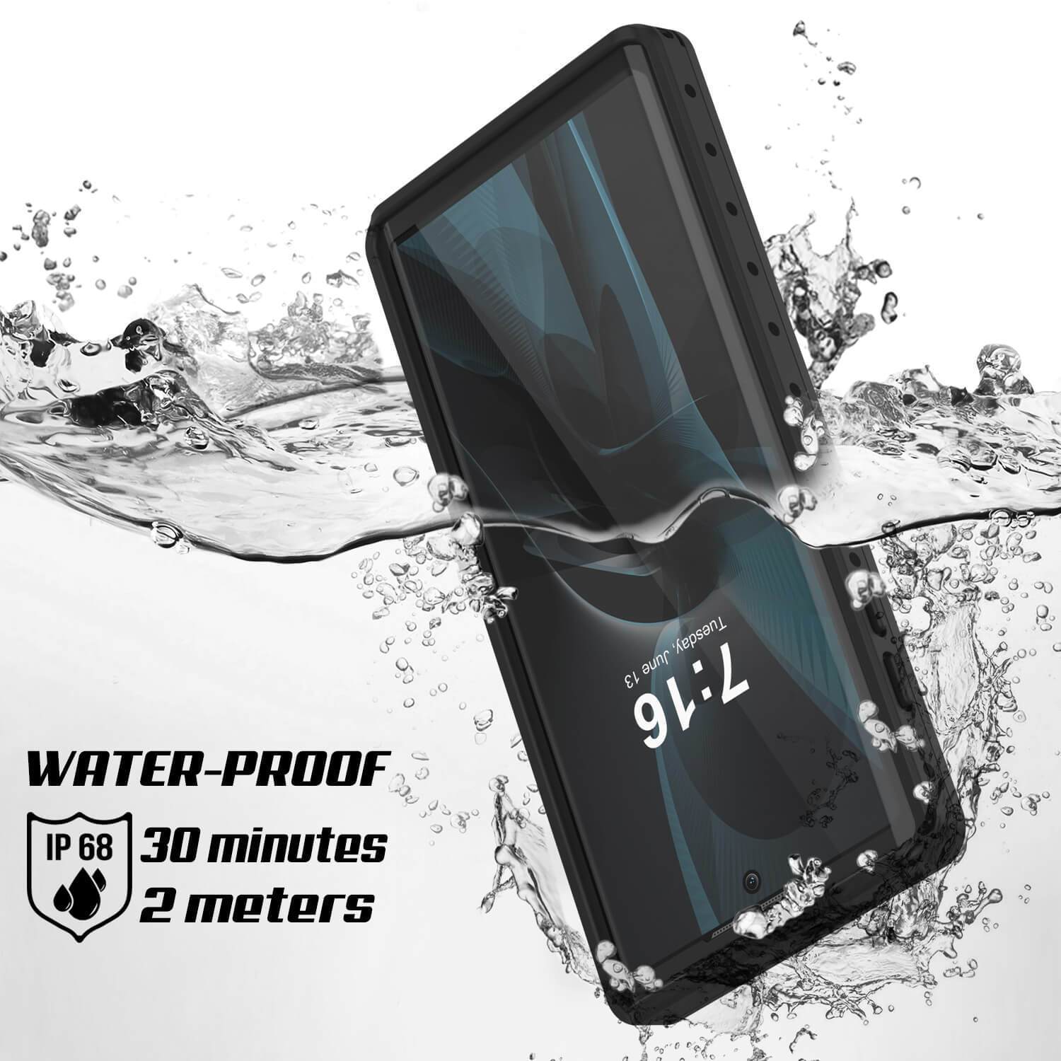 Galaxy Note 10+ Plus Waterproof Case, Punkcase Studstar Black Thin Armor Cover