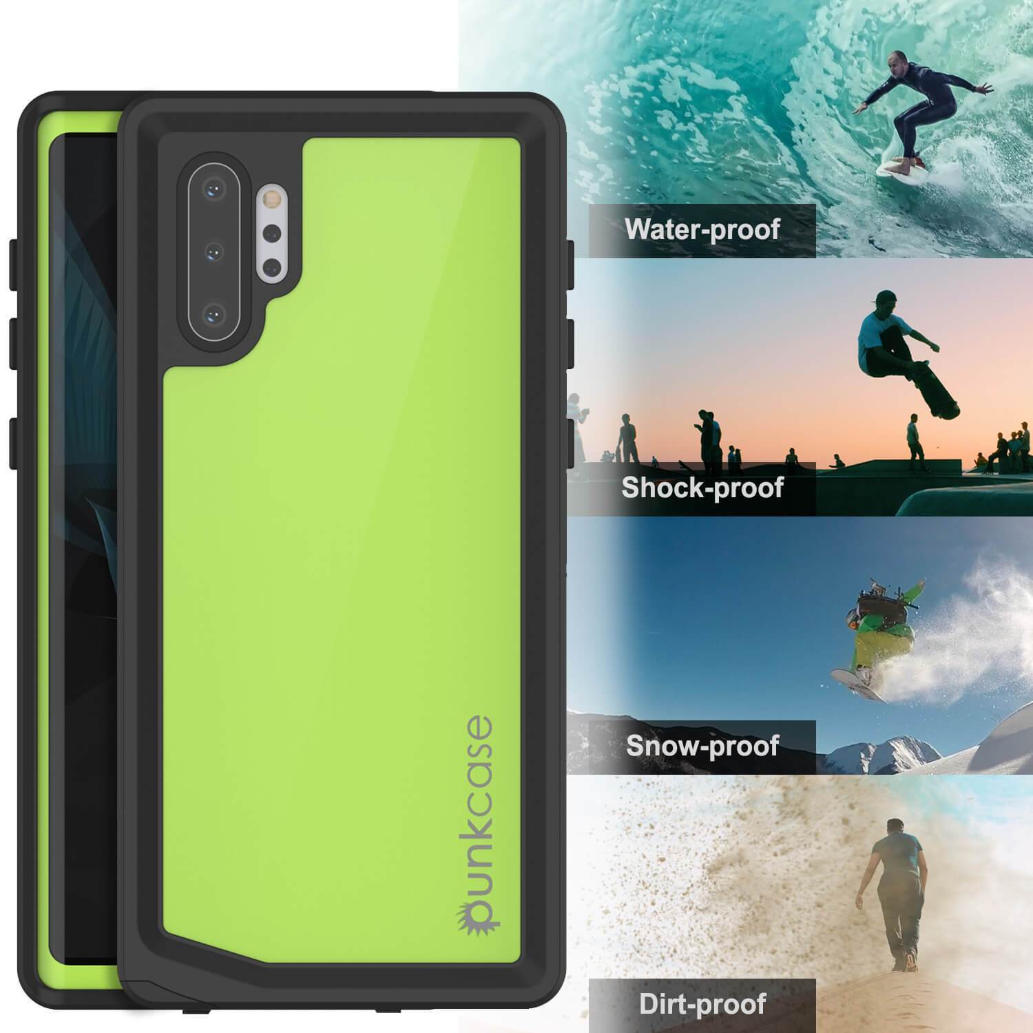 Galaxy Note 10+ Plus Waterproof Case, Punkcase Studstar Light Green Thin Armor Cover