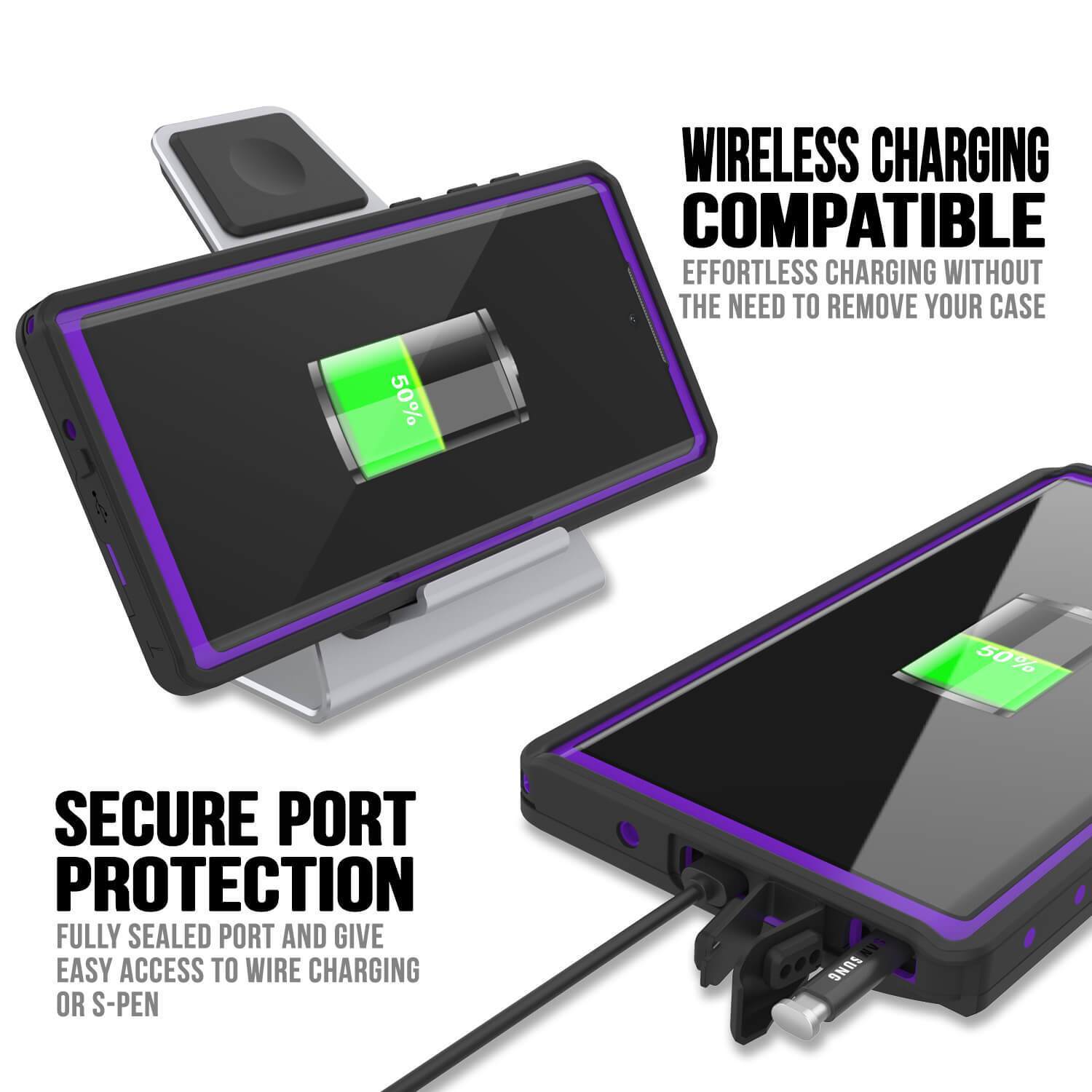 Galaxy Note 10 Waterproof Case, Punkcase Studstar Purple Series Thin Armor Cover