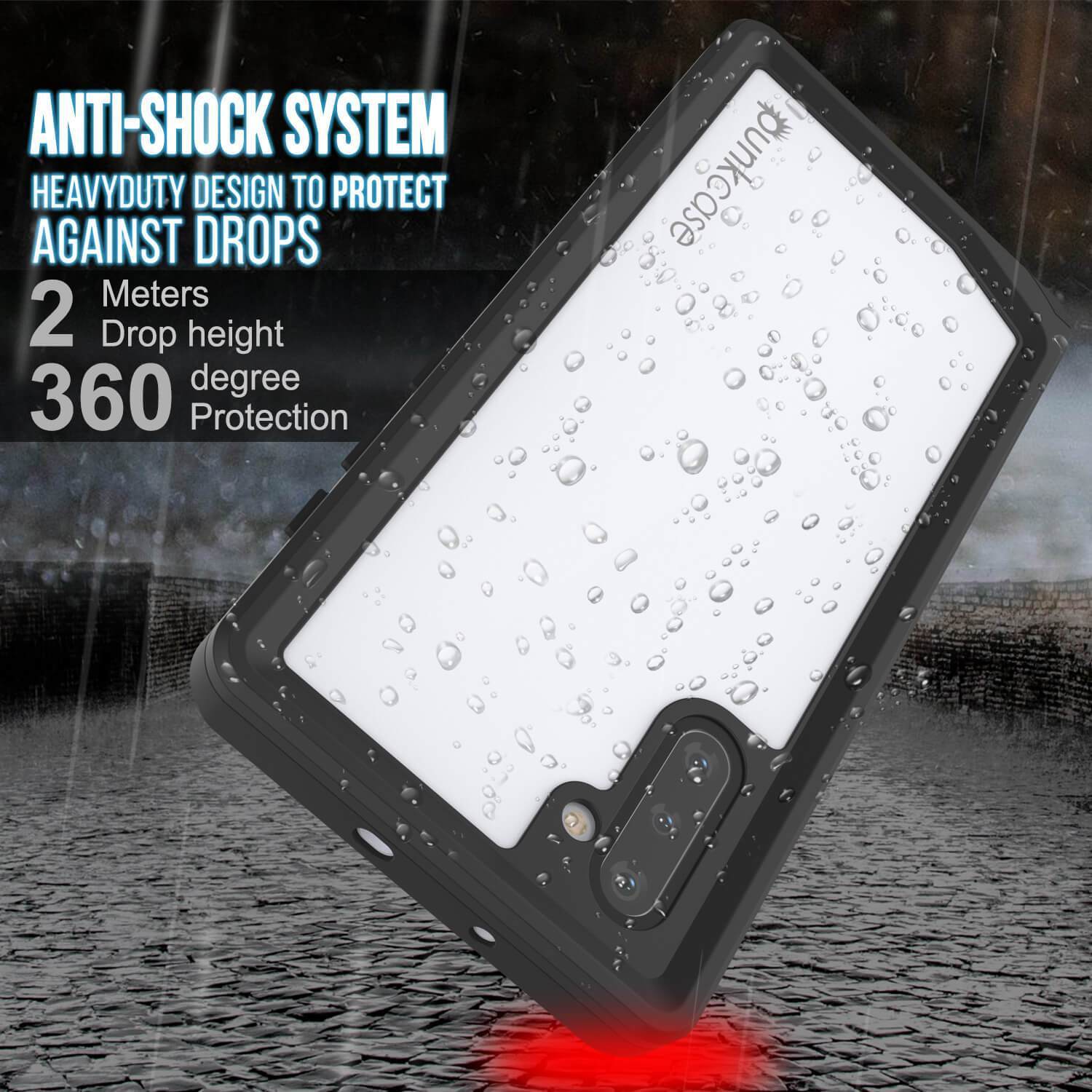 Galaxy Note 10 Waterproof Case, Punkcase Studstar White Thin Armor Cover