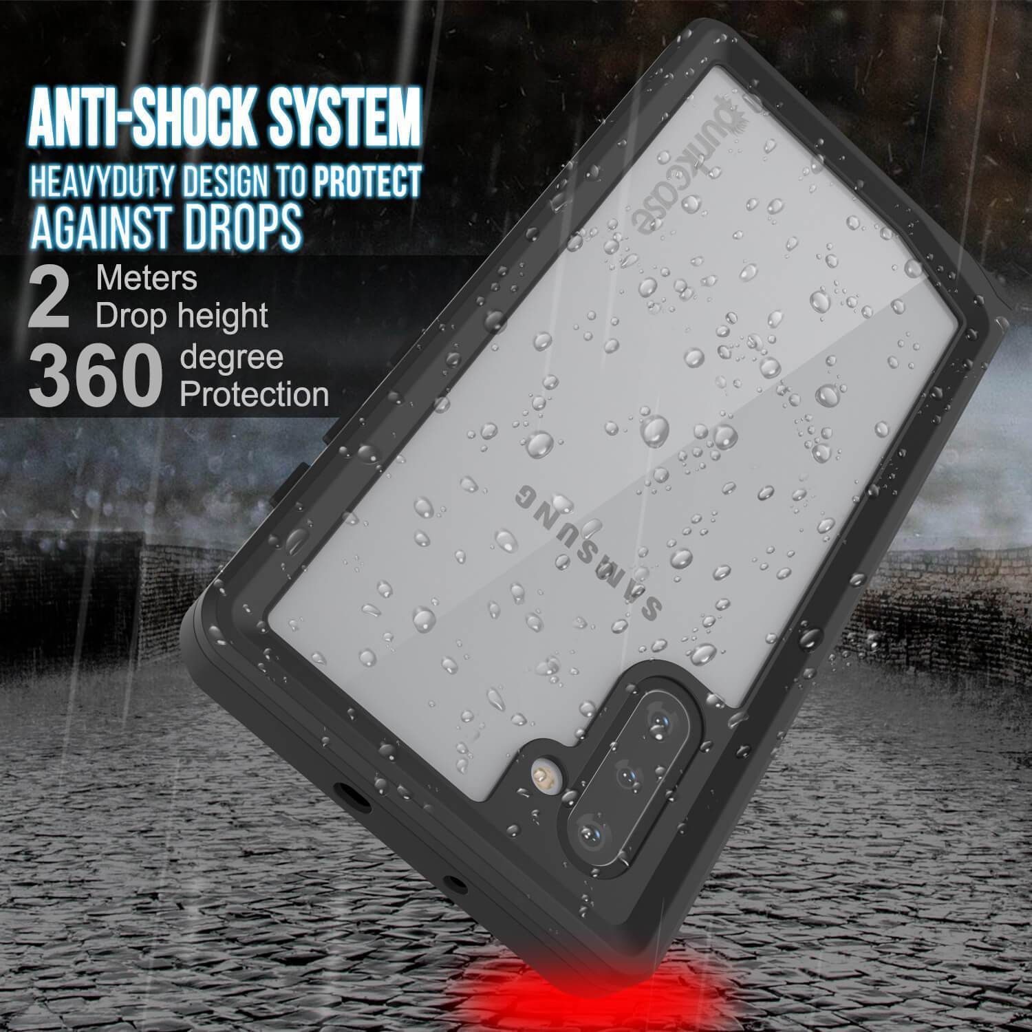 Galaxy Note 10 Waterproof Case, Punkcase Studstar Clear Thin Armor Cover