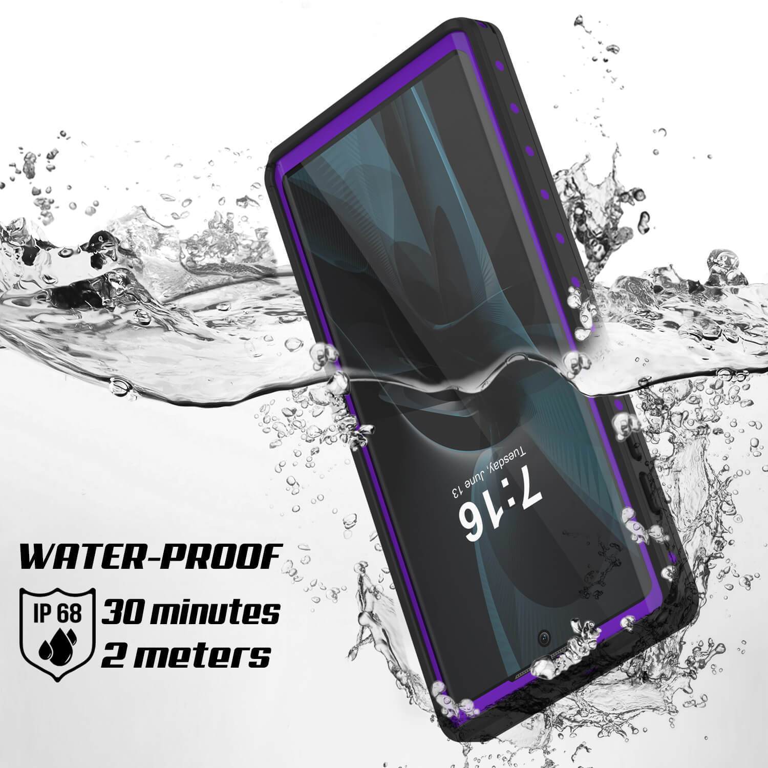 Galaxy Note 10 Waterproof Case, Punkcase Studstar Purple Series Thin Armor Cover