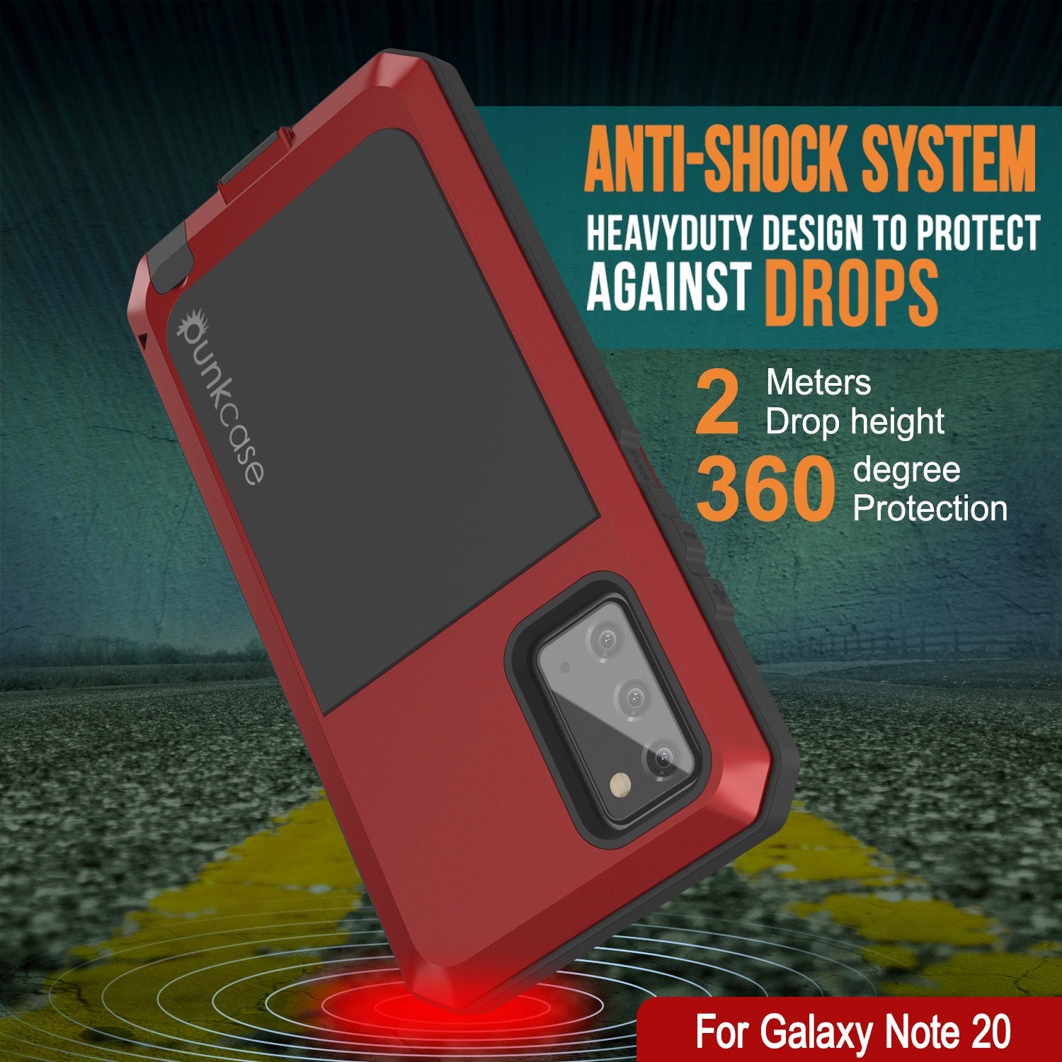 Galaxy Note 20  Case, PUNKcase Metallic Red Shockproof  Slim Metal Armor Case [Red]