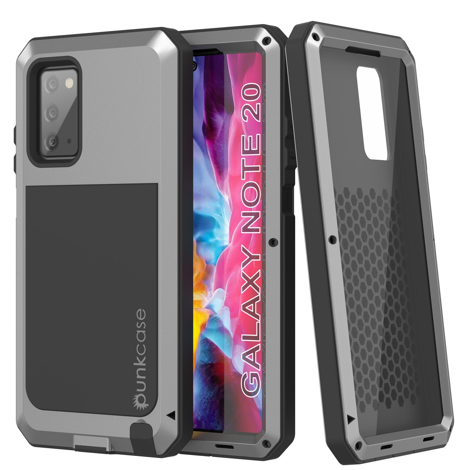 Galaxy Note 20  Case, PUNKcase Metallic Silver Shockproof  Slim Metal Armor Case [Silver]