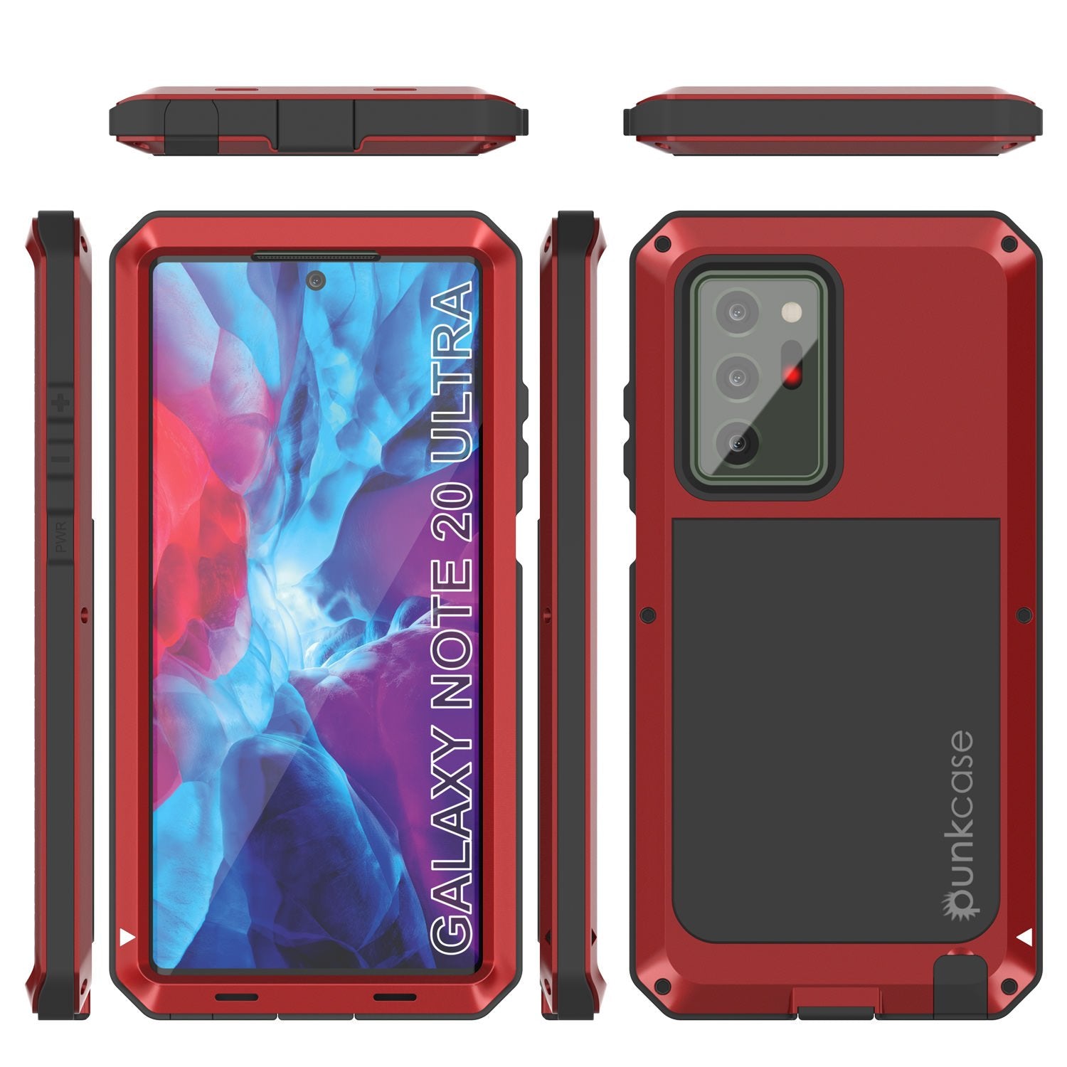 Galaxy Note 20 Ultra  Case, PUNKcase Metallic Red Shockproof  Slim Metal Armor Case [Red]