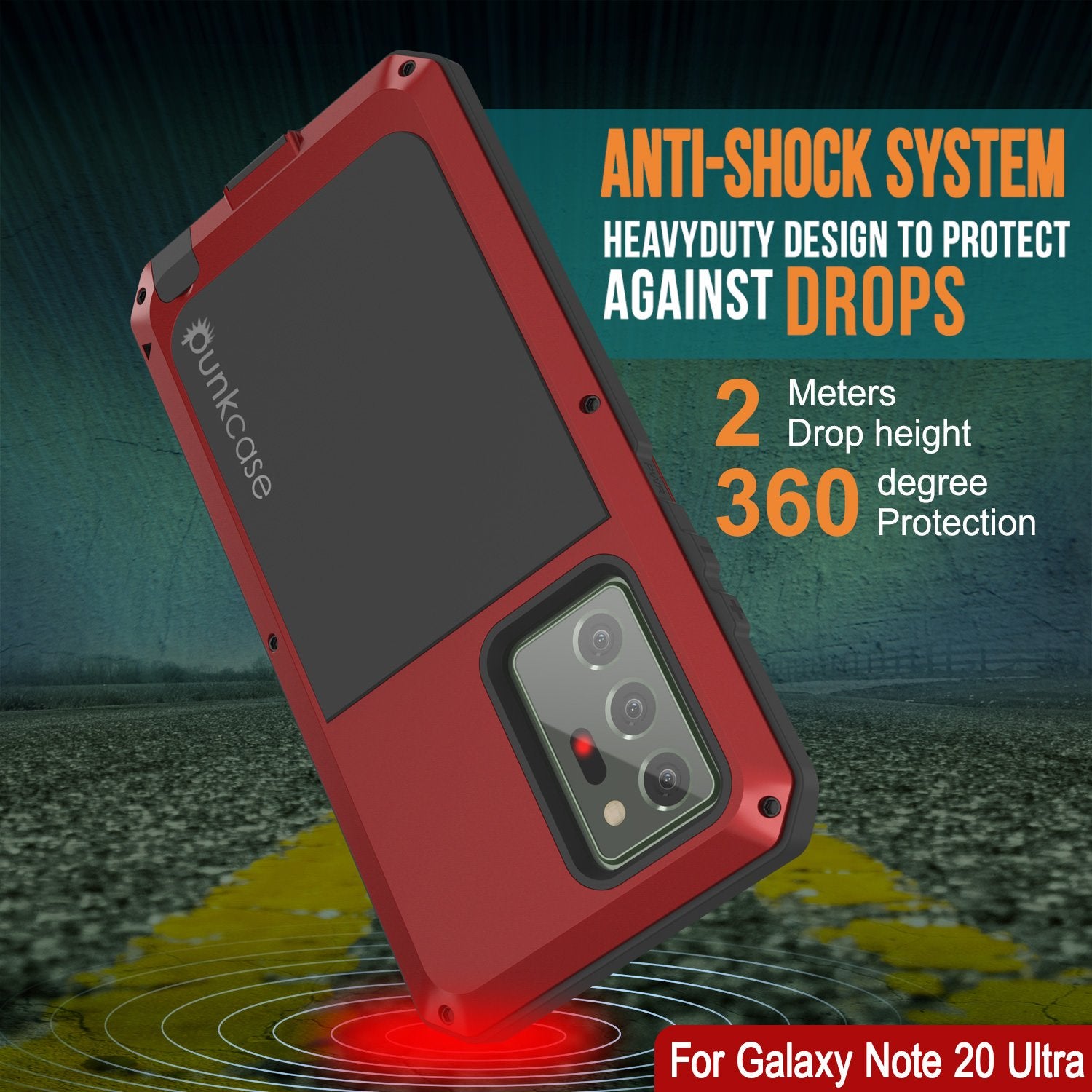 Galaxy Note 20 Ultra  Case, PUNKcase Metallic Red Shockproof  Slim Metal Armor Case [Red]