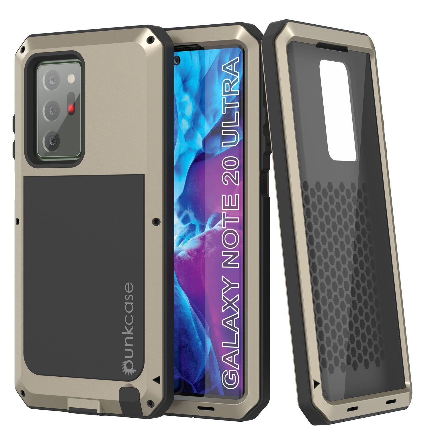 Galaxy Note 20 Ultra  Case, PUNKcase Metallic Gold Shockproof  Slim Metal Armor Case [Gold]