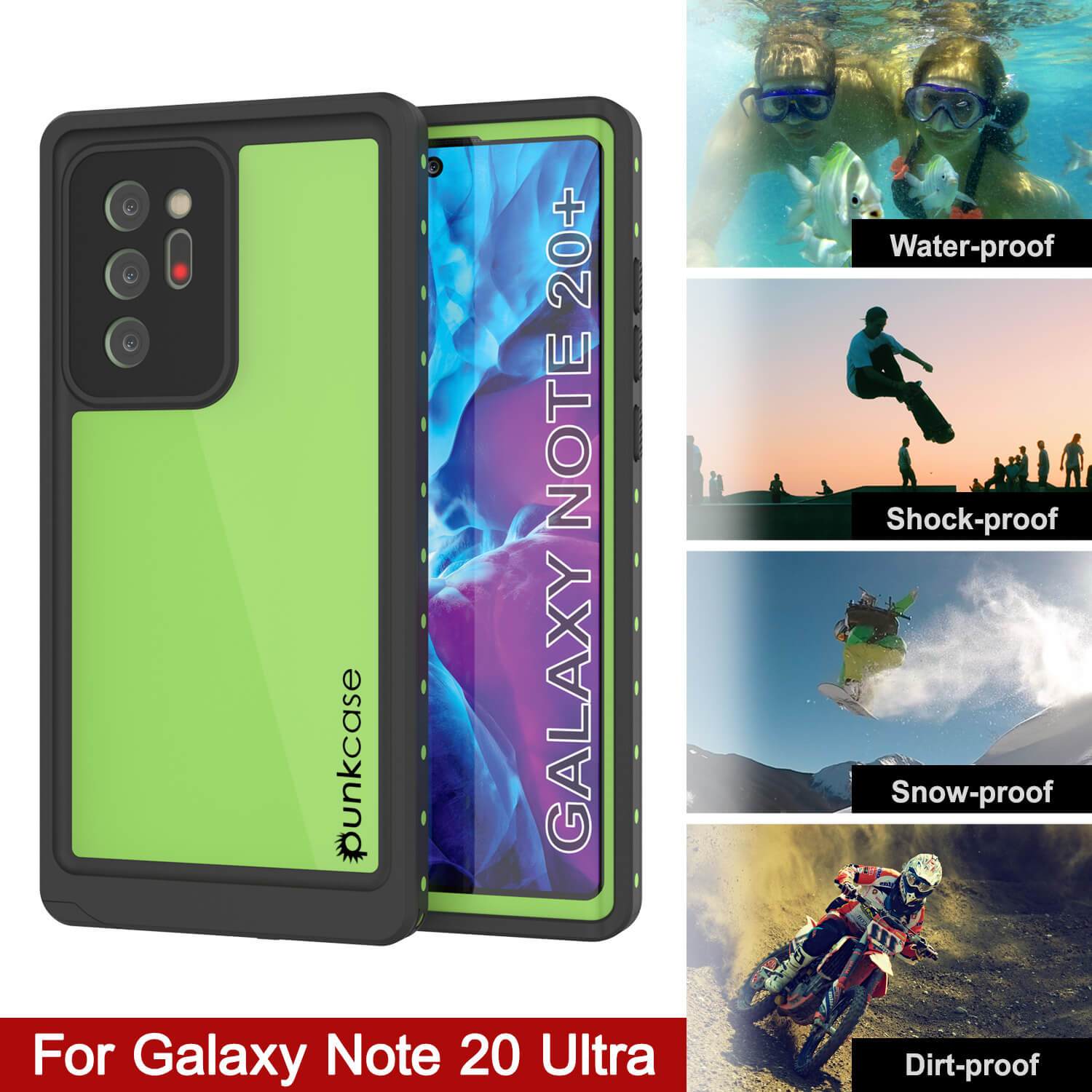 Galaxy Note 20 Ultra Waterproof Case, Punkcase Studstar Light Green Thin Armor Cover