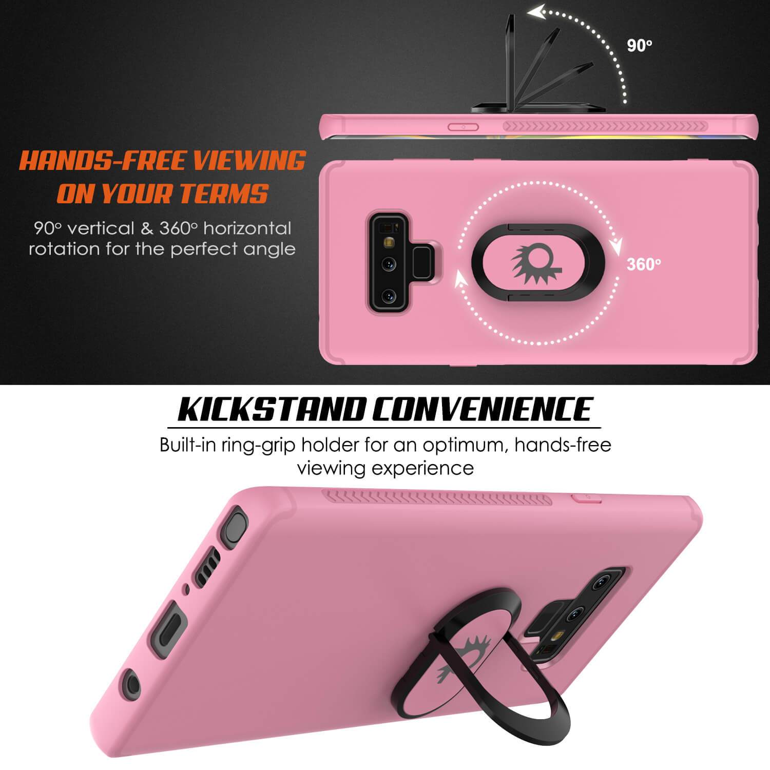 Galaxy Note 9 Case, Punkcase Magnetix  Protective TPU Cover W/ Tempered Glass Screen Protector & Kickstand [pink]