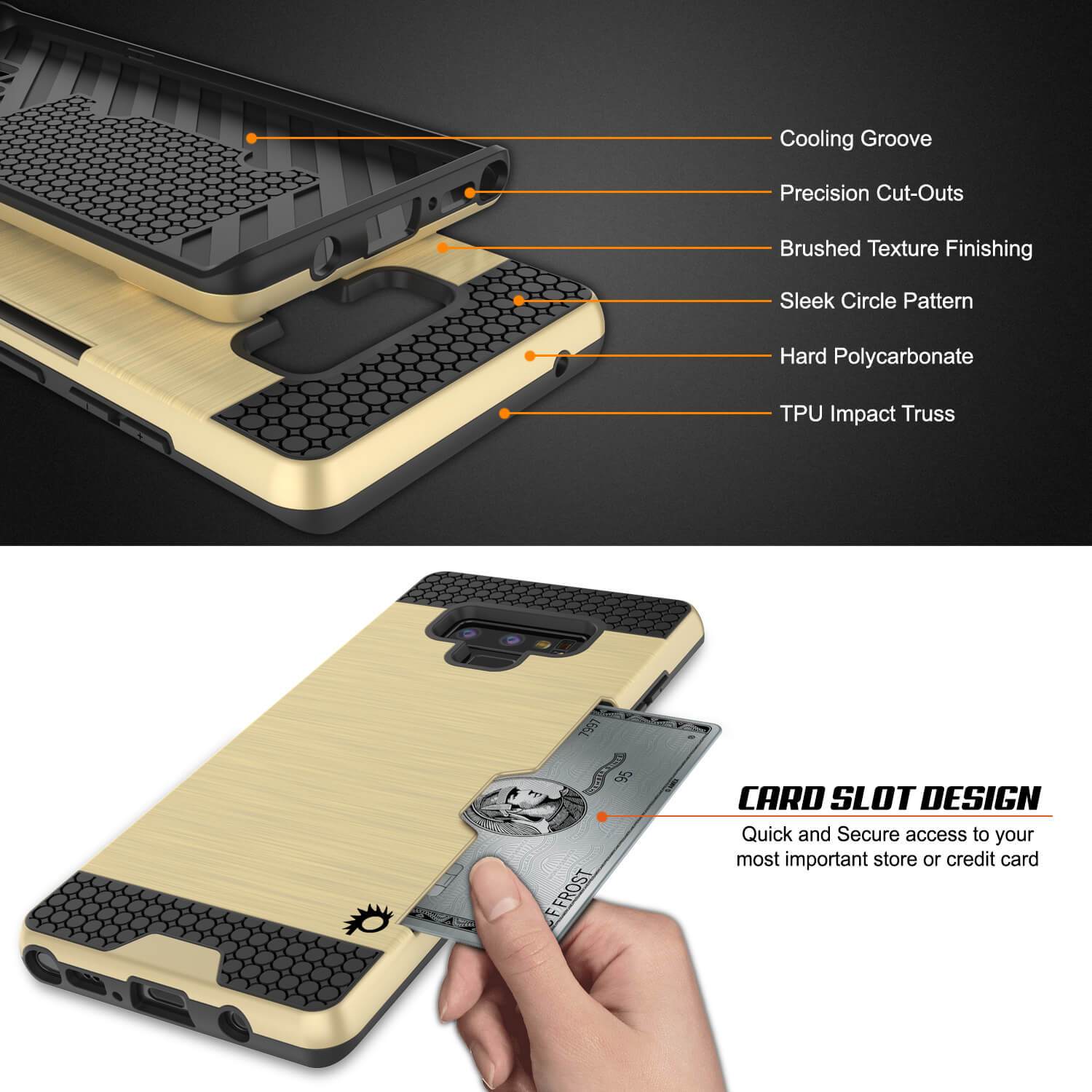 Galaxy Note 9 Case, Punkcase [SLOT Series] Slim Fit Cover [Gold]