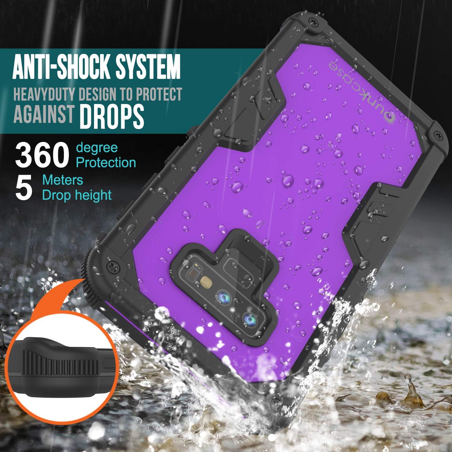 Punkcase Galaxy Note 9 Waterproof Case [Navy Seal Extreme Series] Armor Cover W/ Built In Screen Protector [Purple]