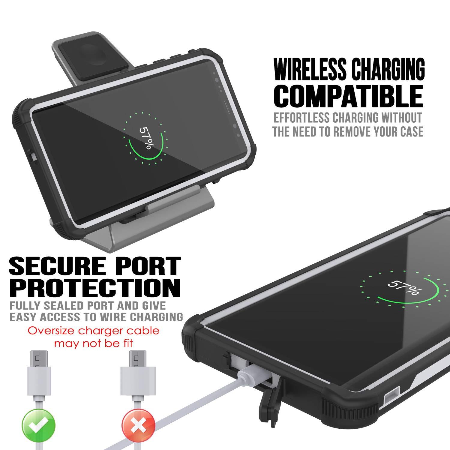 Punkcase Galaxy Note 9 Waterproof Case [Navy Seal Extreme Series] Armor Cover W/ Built In Screen Protector [White]