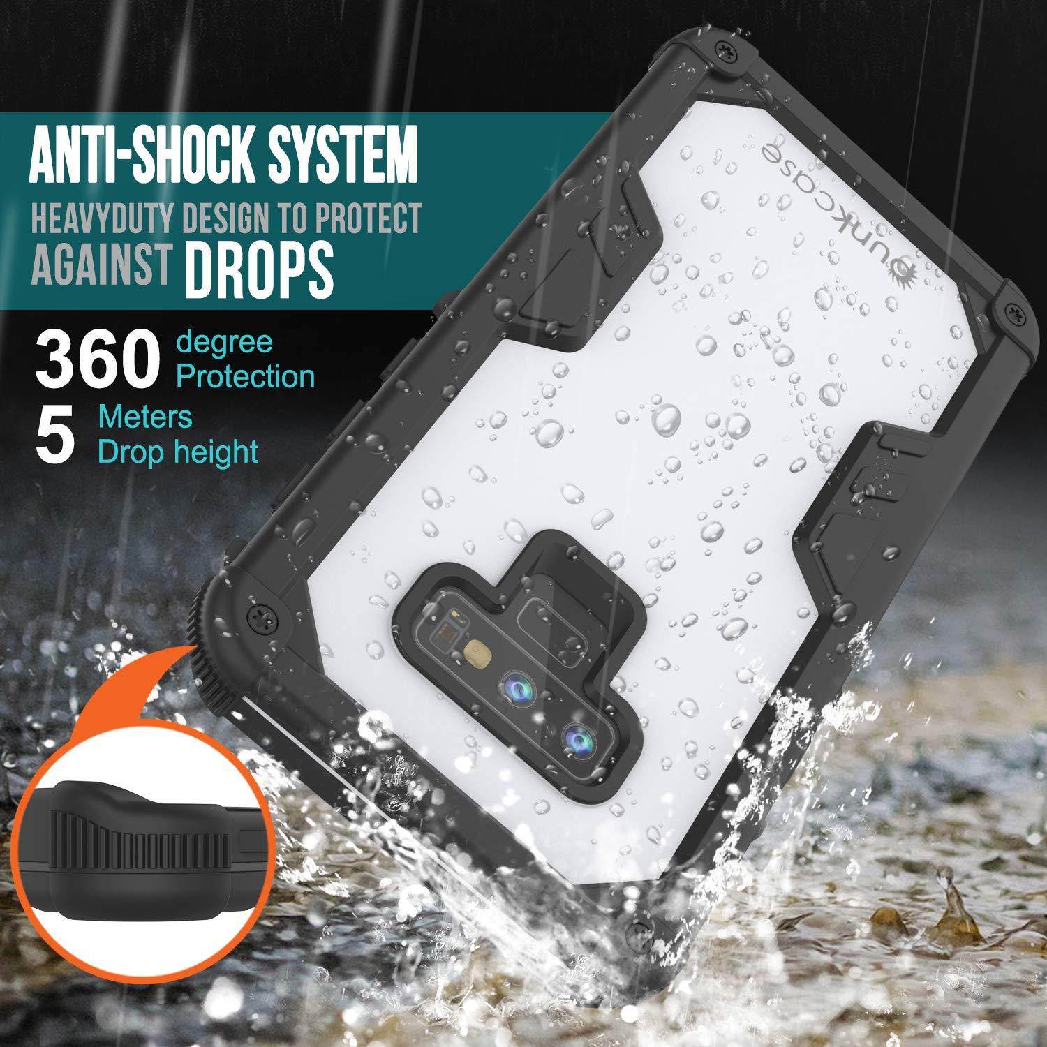 Punkcase Galaxy Note 9 Waterproof Case [Navy Seal Extreme Series] Armor Cover W/ Built In Screen Protector [White]