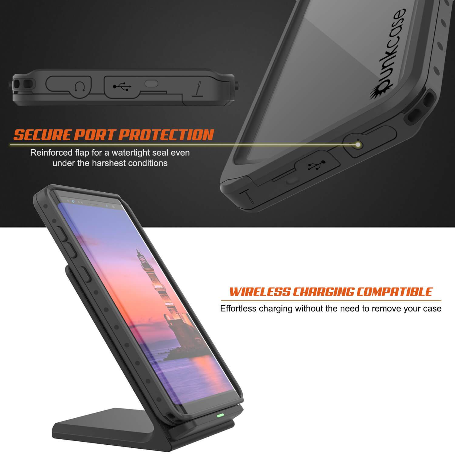 Galaxy Note 9 Waterproof Case PunkCase StudStar [CLEAR] Thin 6.6ft