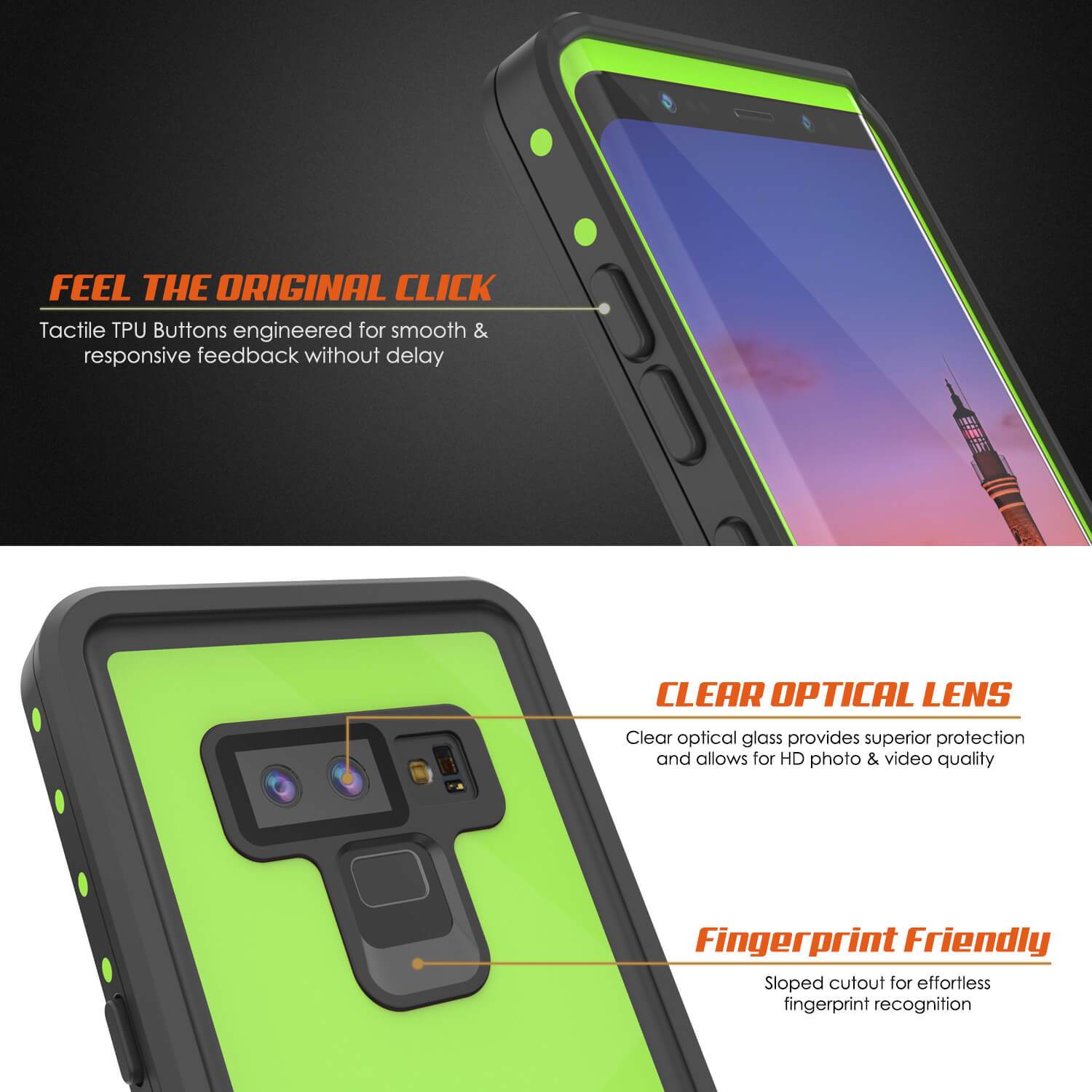 Galaxy Note 9 Waterproof PunkCase StudStar [Light Green] Thin 6.6ft