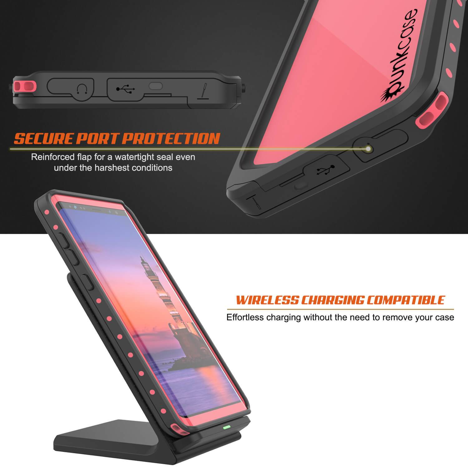 Galaxy Note 9 Waterproof Case PunkCase StudStar [Pink] Thin 6.6ft