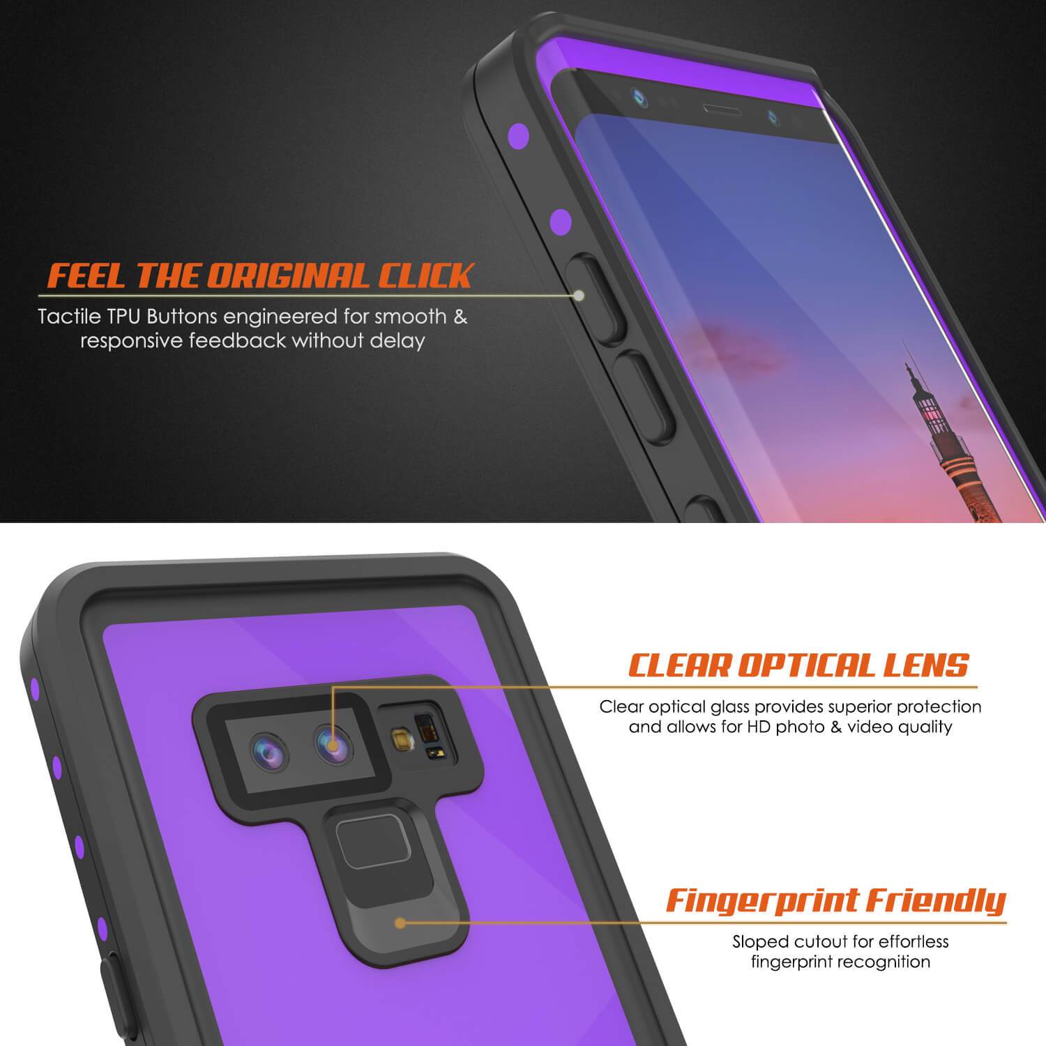 Galaxy Note 9 Waterproof Case PunkCase StudStar [Purple] Thin 6.6ft
