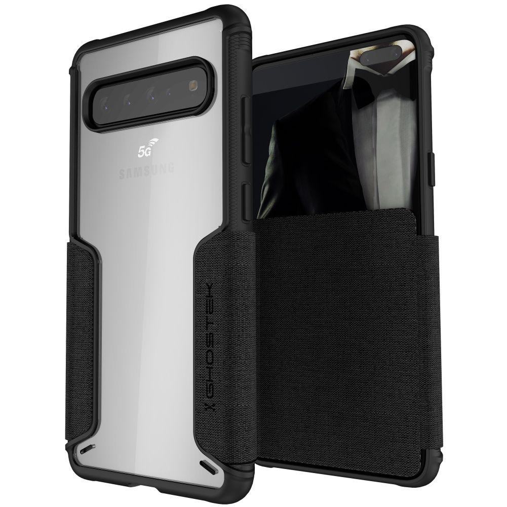 EXEC 3 for Galaxy S10 5G Leather Flip Wallet Case [Black]
