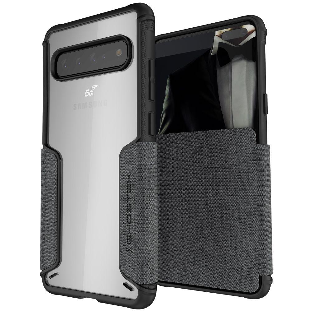 EXEC 3 for Galaxy S10 5G Leather Flip Wallet Case [Grey]