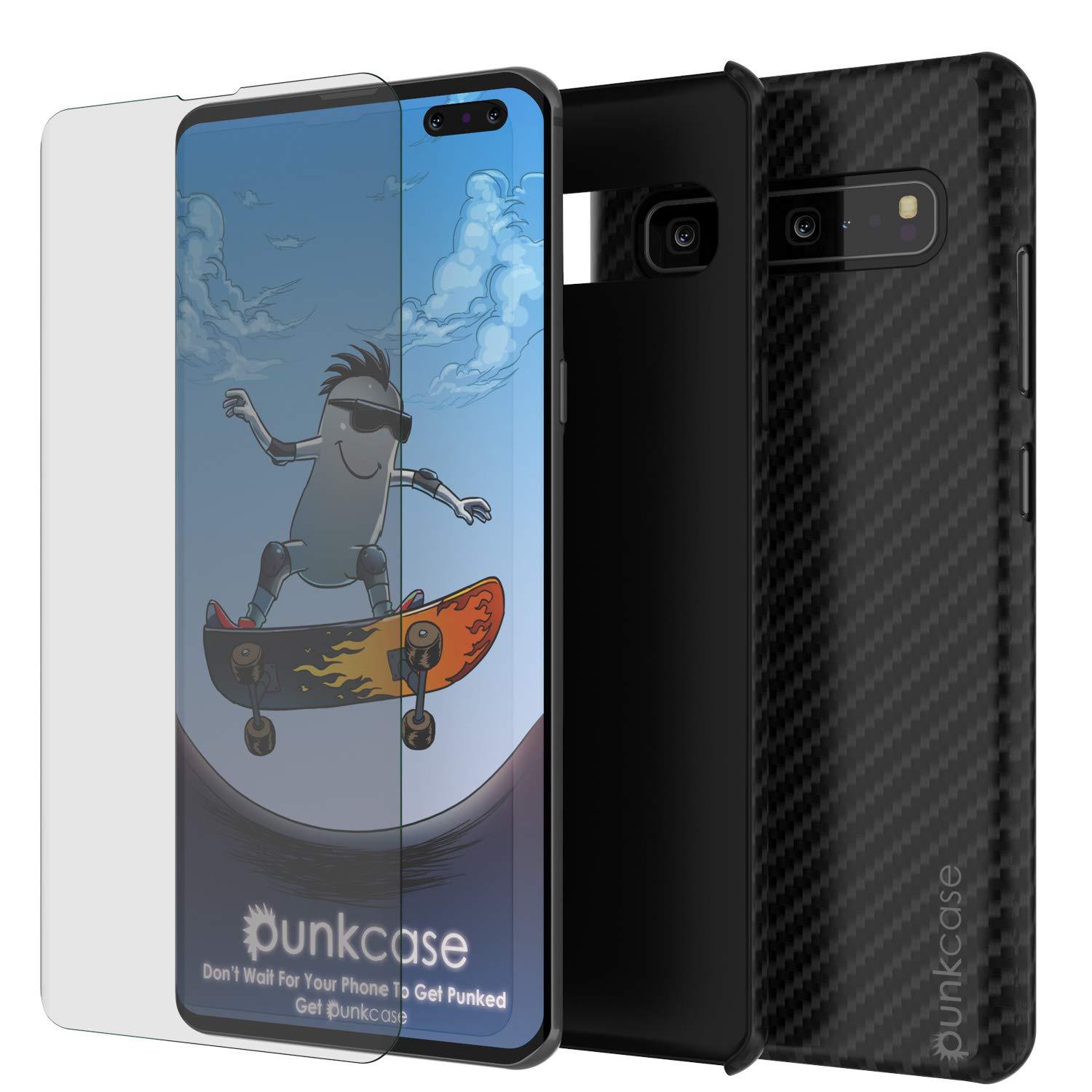 Galaxy S10 5G Case, Punkcase CarbonShield, Heavy Duty & Ultra Thin 2 Piece Dual Layer PU Leather Black Cover